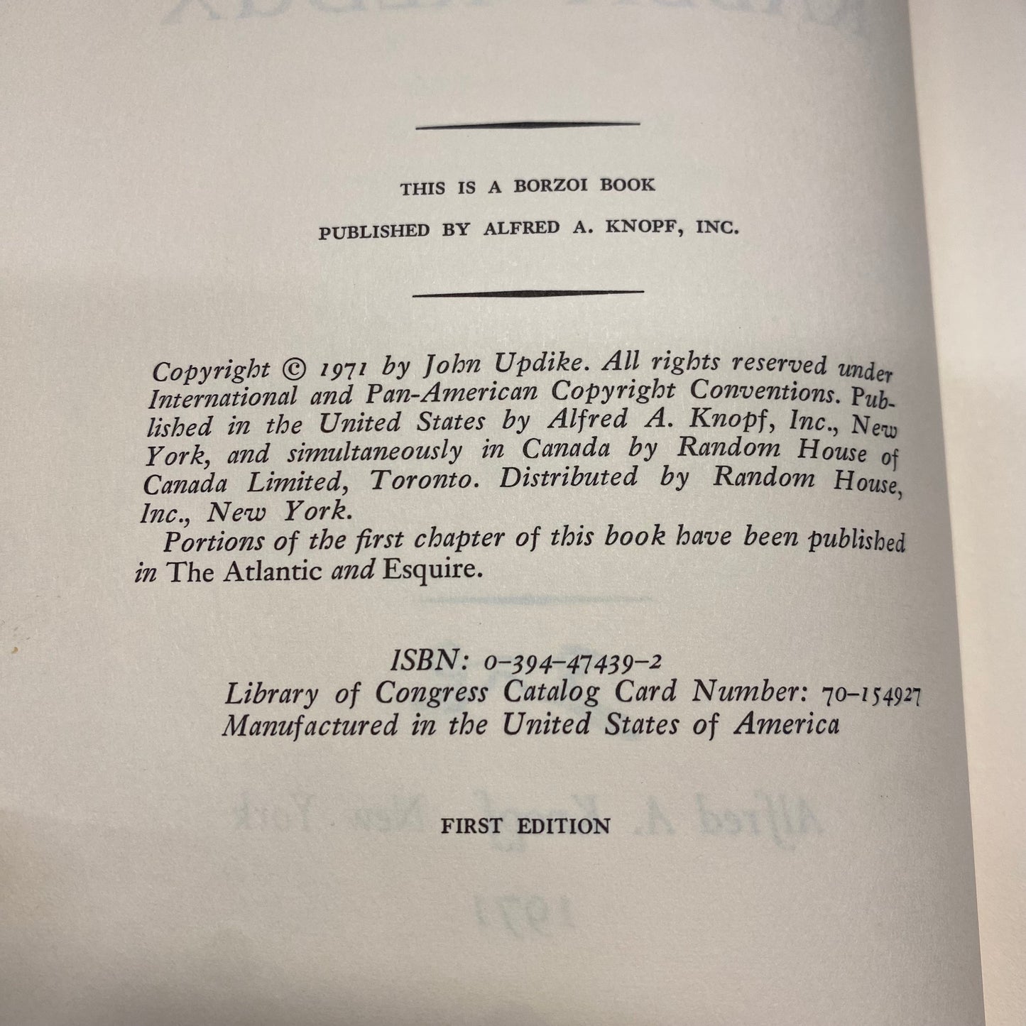 Rabbit Redux - John Updike - 1st Edition - 1971