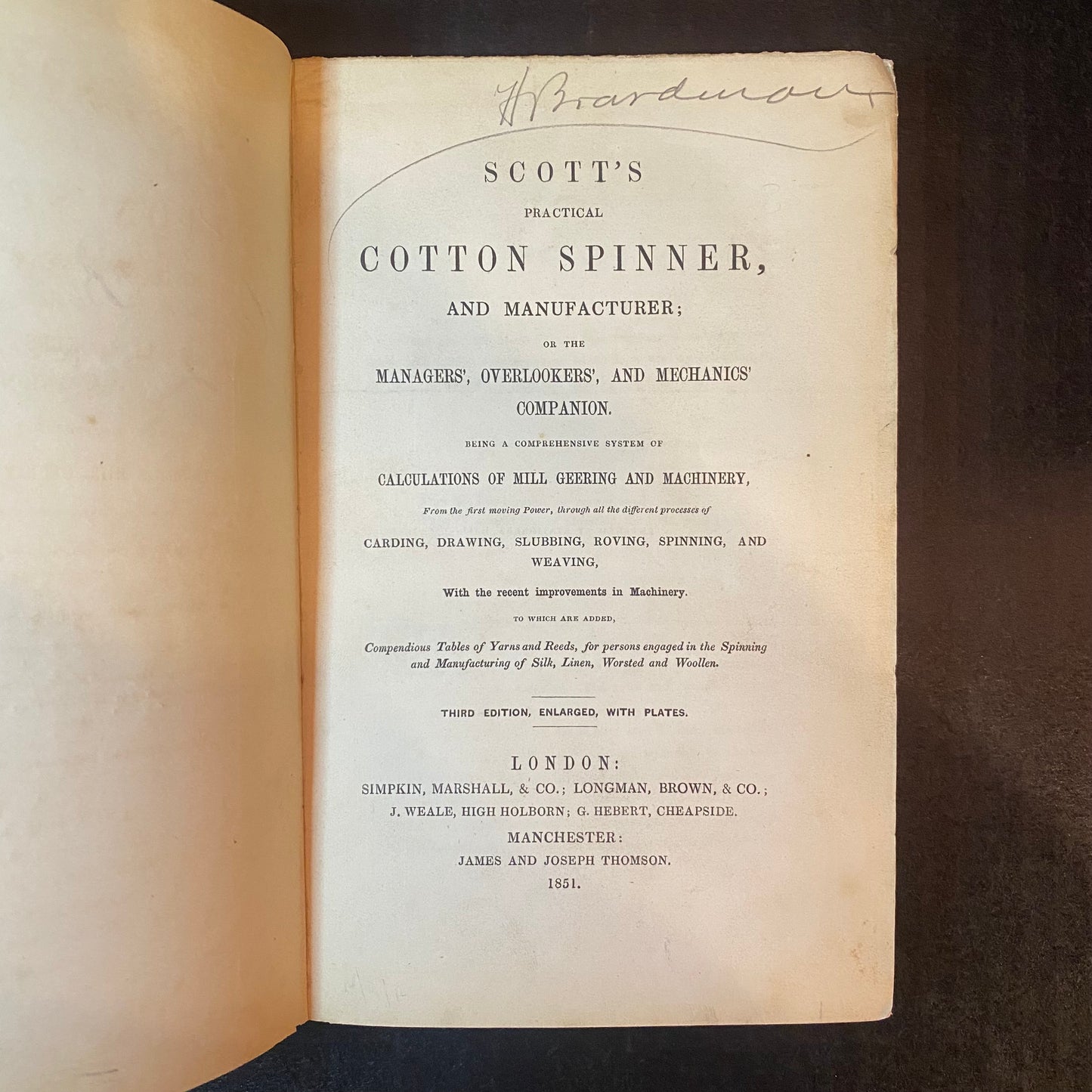 Scott's Cotton Spinner and Manufacturer - Robert Scott - 1851