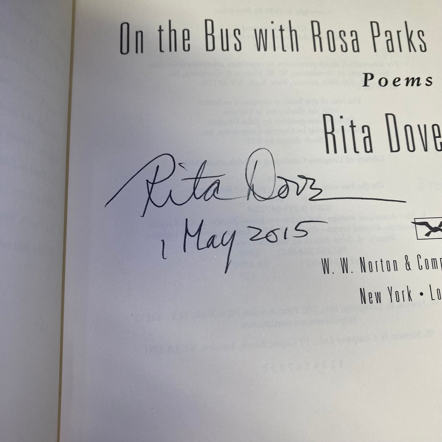 On the Bus with Rosa Parks - Rita Dove - Signed - 1st Edition - 1999