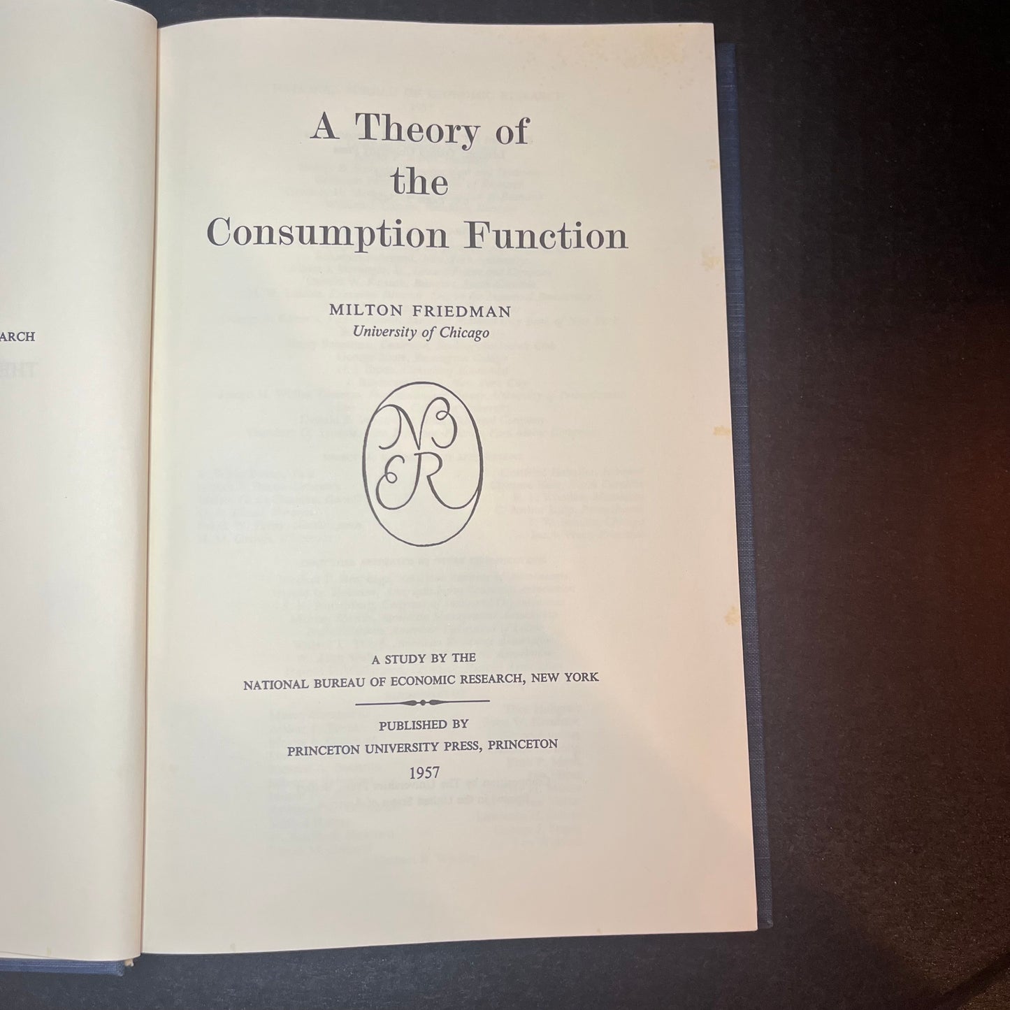 A Theory of the Consumption Function - Milton Friedman - 1st Edition - 1957