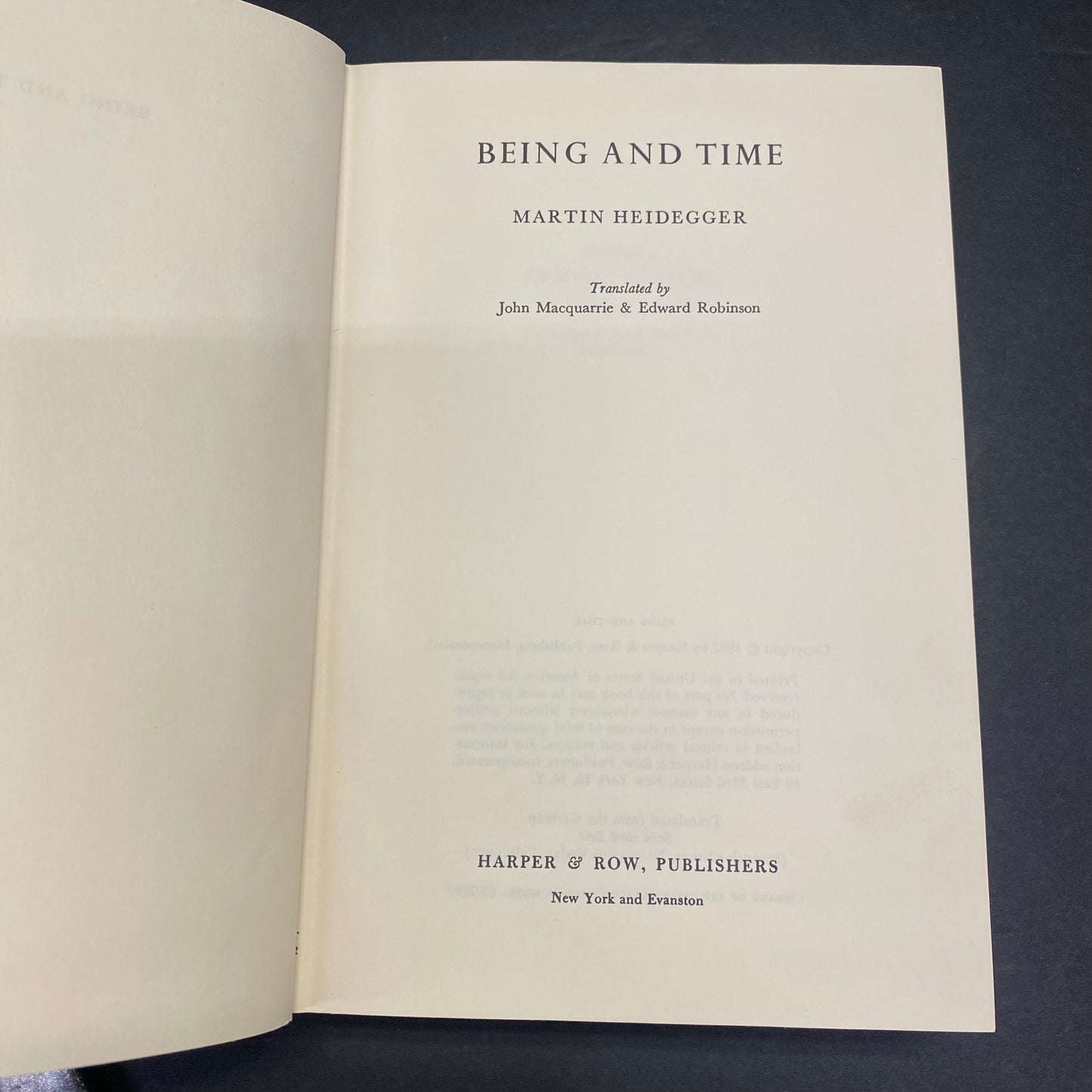 Being and Time - Martin Heidegger - Early Print - 1962