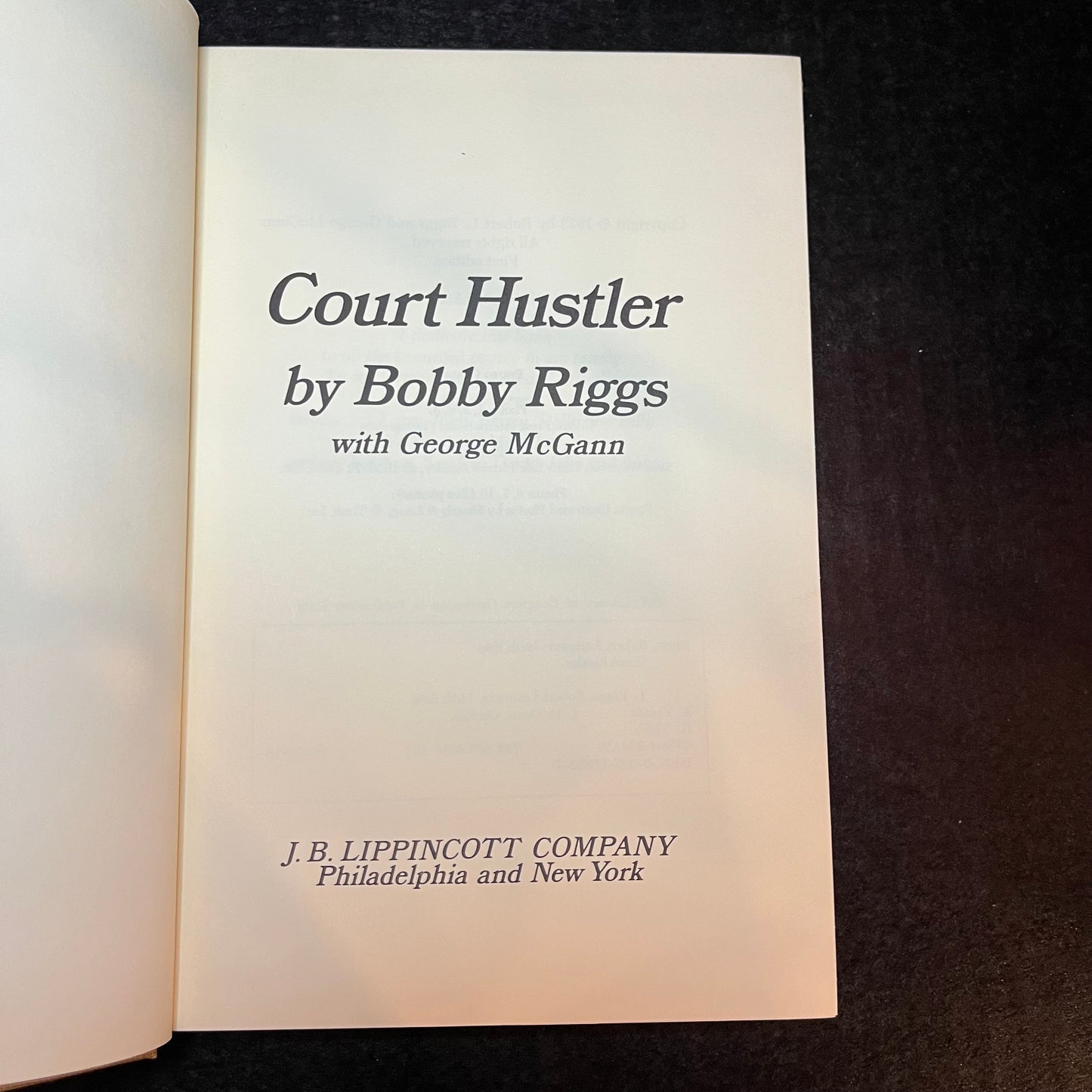 Court Hustler - Bobby Riggs - Signed - 1973