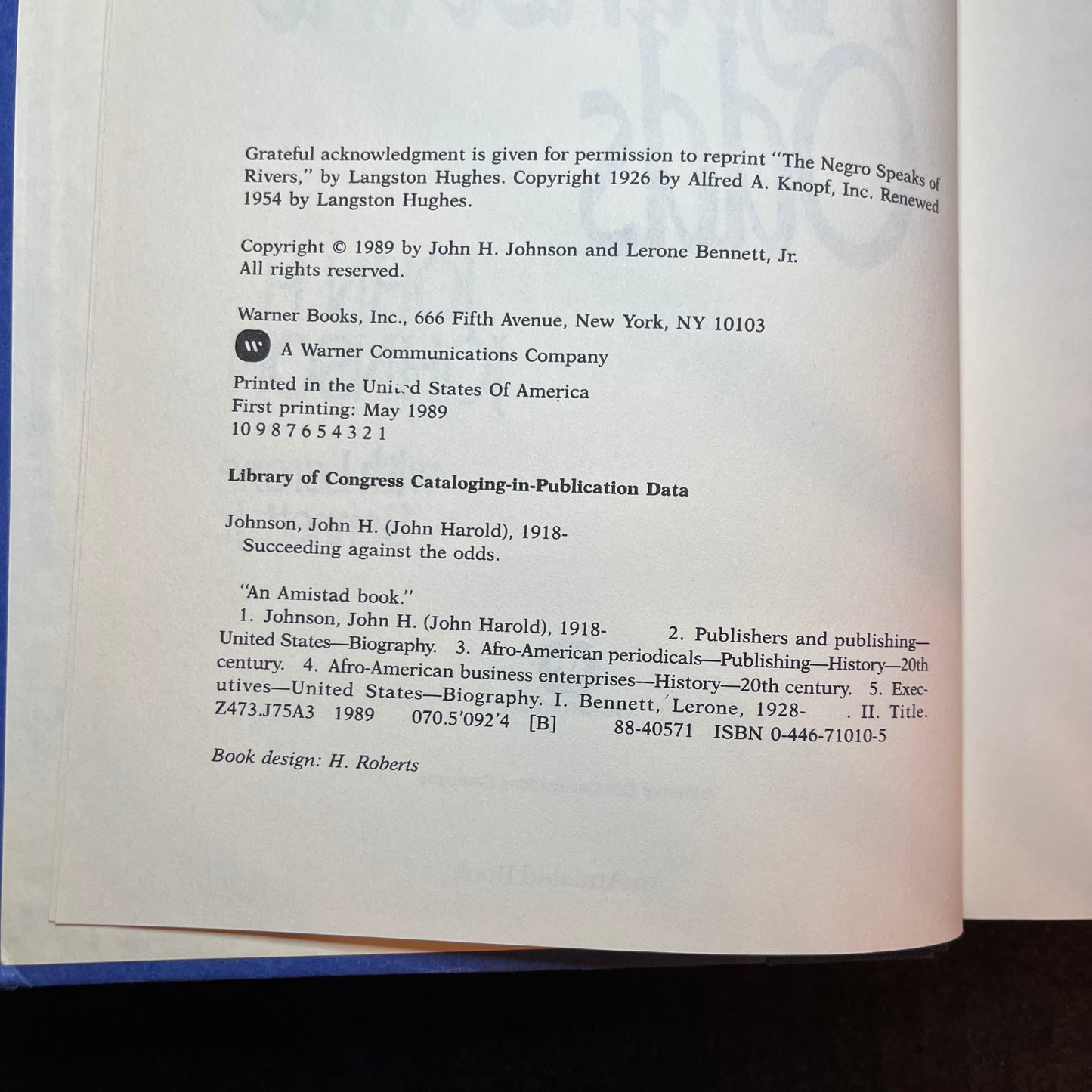 Succeeding Against the Odds - John H. Johnson - Signed Copy - 1989