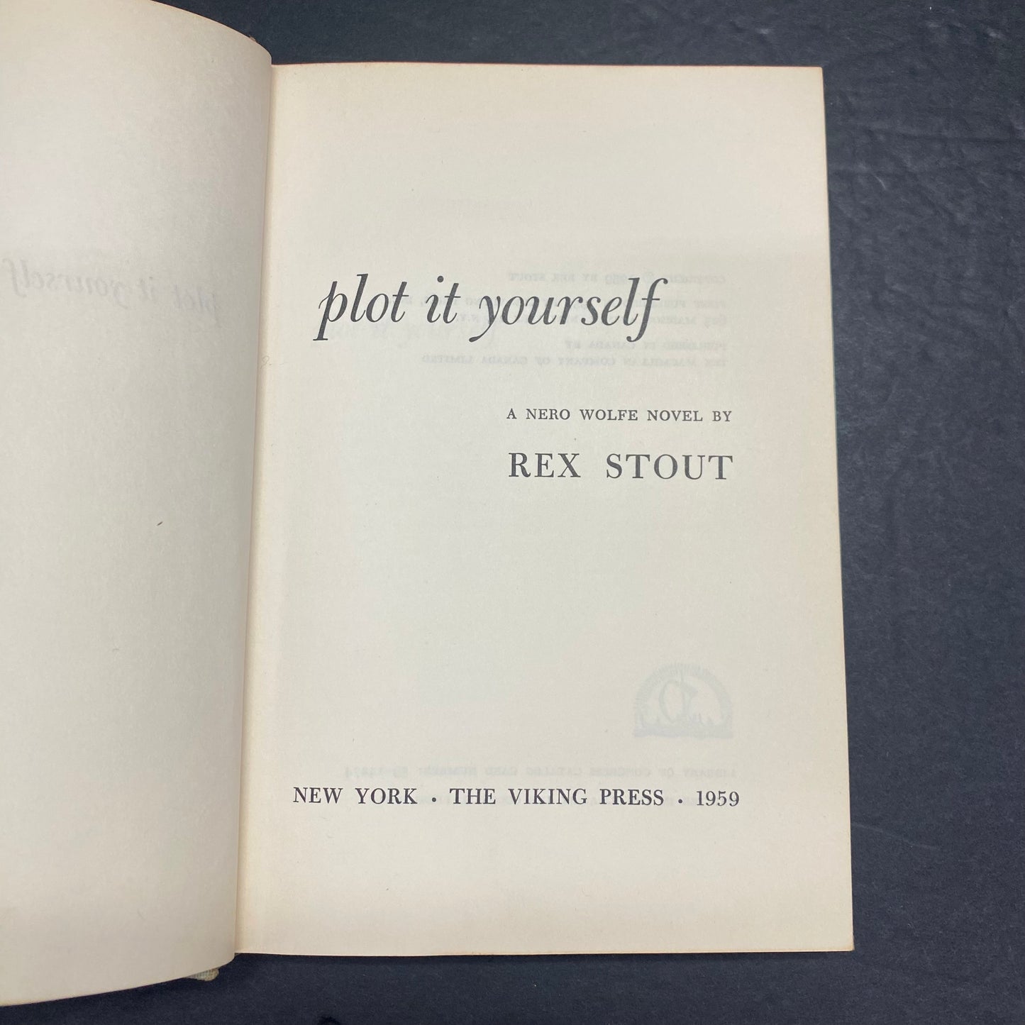 Plot It Yourself - Rex Stout - 1st Edition - Ex Library - 1959