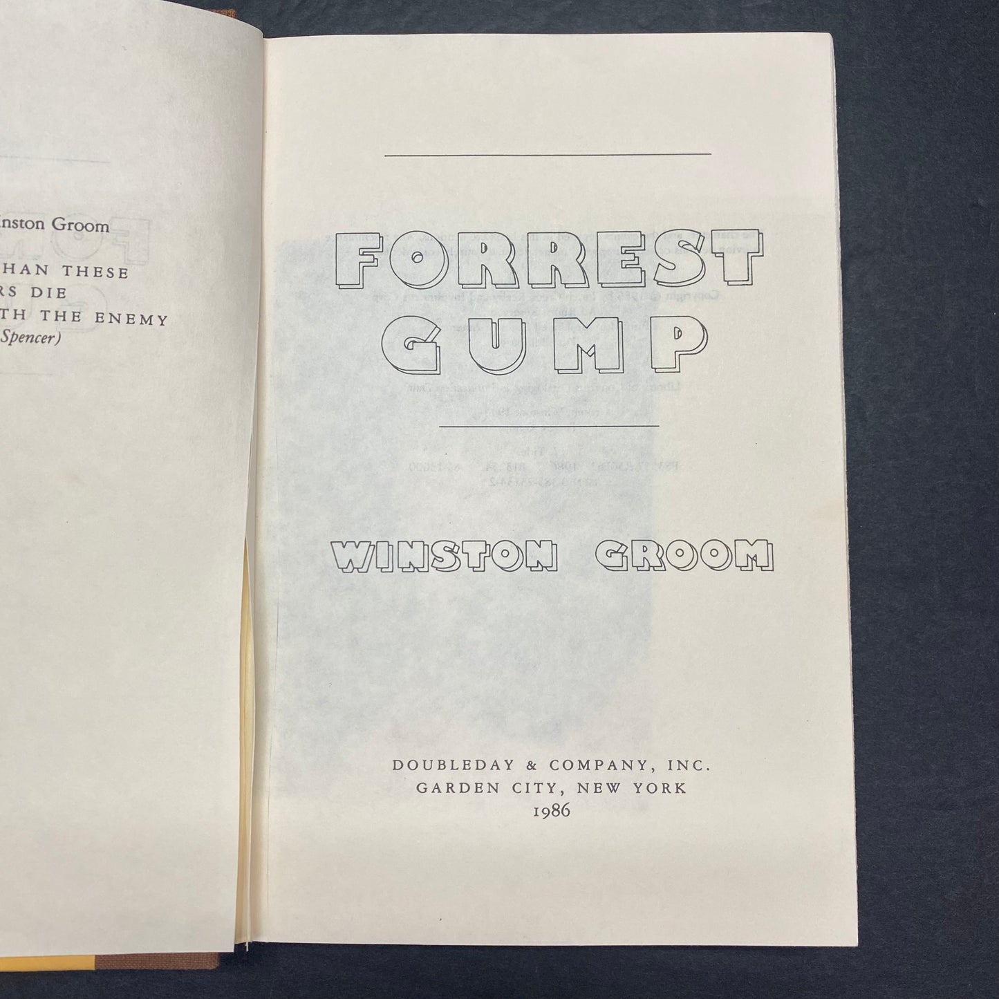 Forrest Gump - Winston Groom - 1st Edition - Scarce - 1986