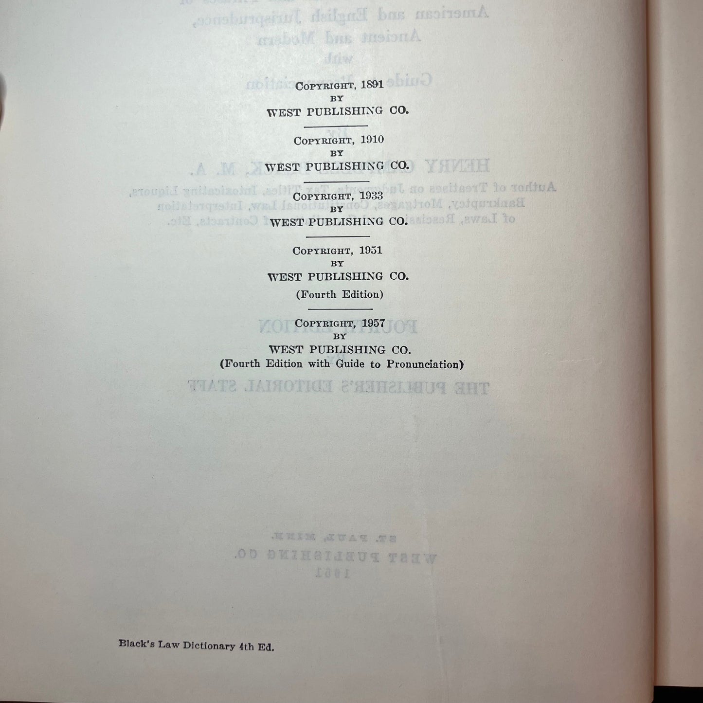 Black's Law Dictionary - Henry Campbell Black -De Luxe 4th Edition - Black's Law Dictionary -