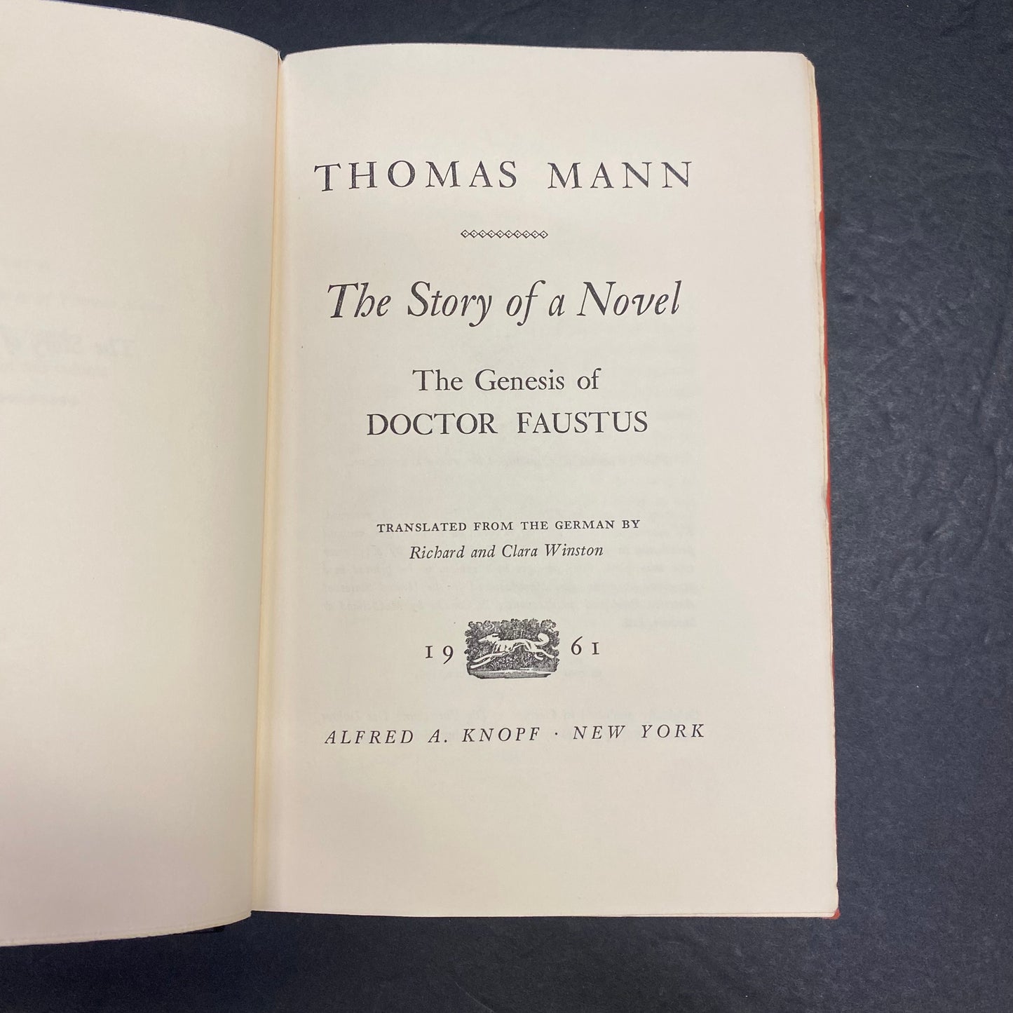 The Story of a Novel: The Genesis of Doctor Faustus - Thomas Mann - 2nd Print - 1961