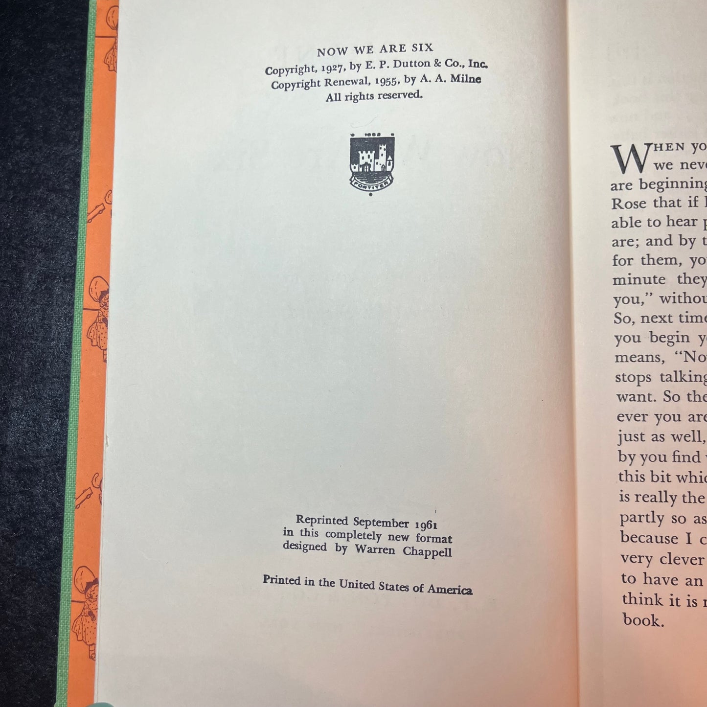 Now We Are Six - A. A. Milne - 1st Thus - 1961