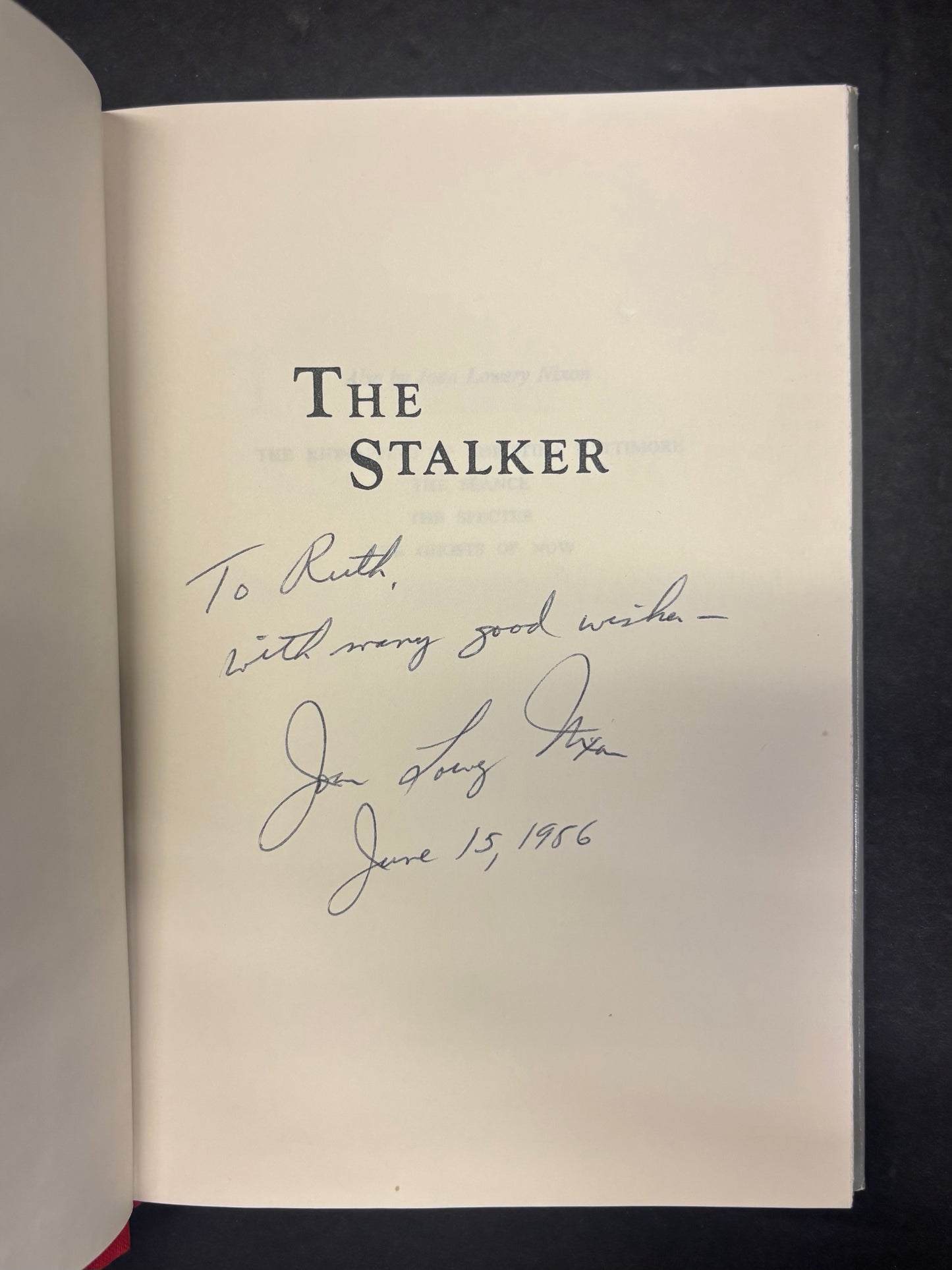 The Stalker - Juan Lowery Nixon - Signed - Stated 1st Edition - 1985