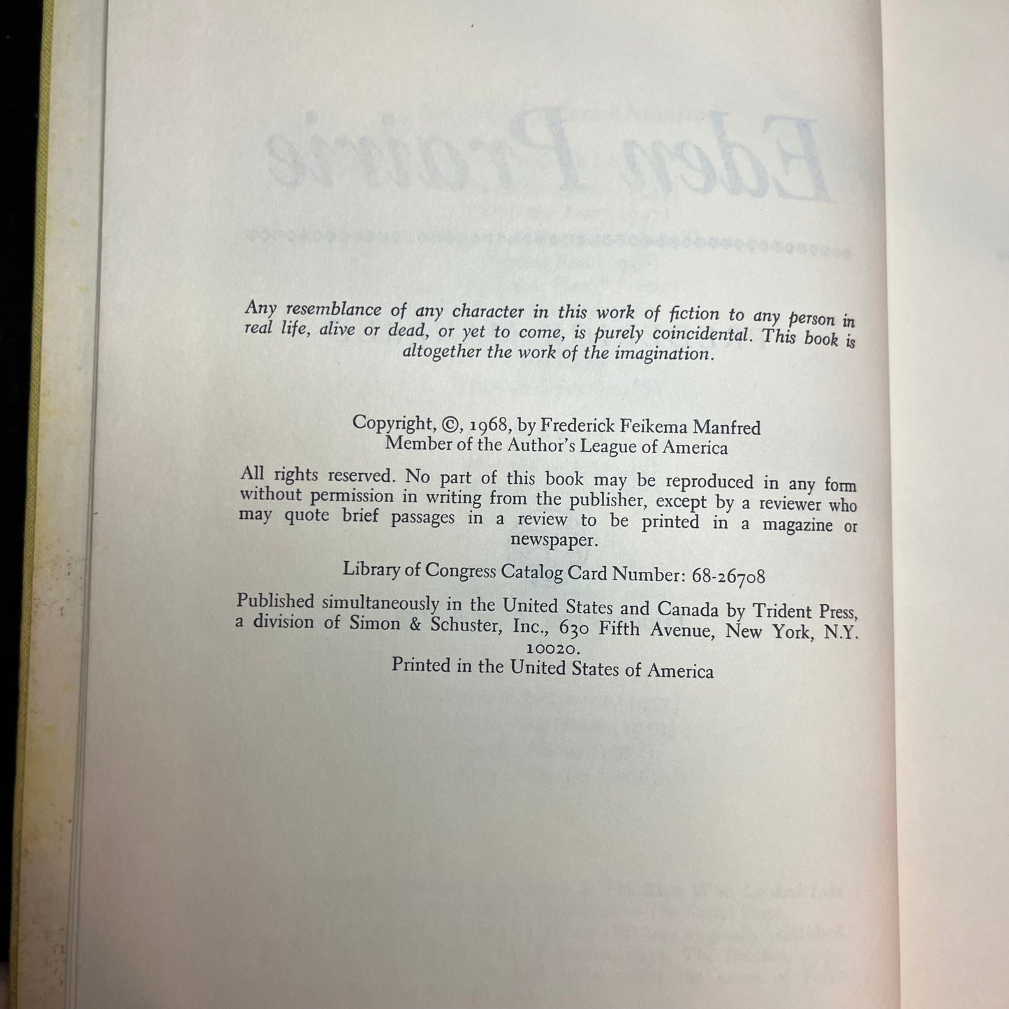 Eden Prairie - Fredrick Manfred - Signed - 1968