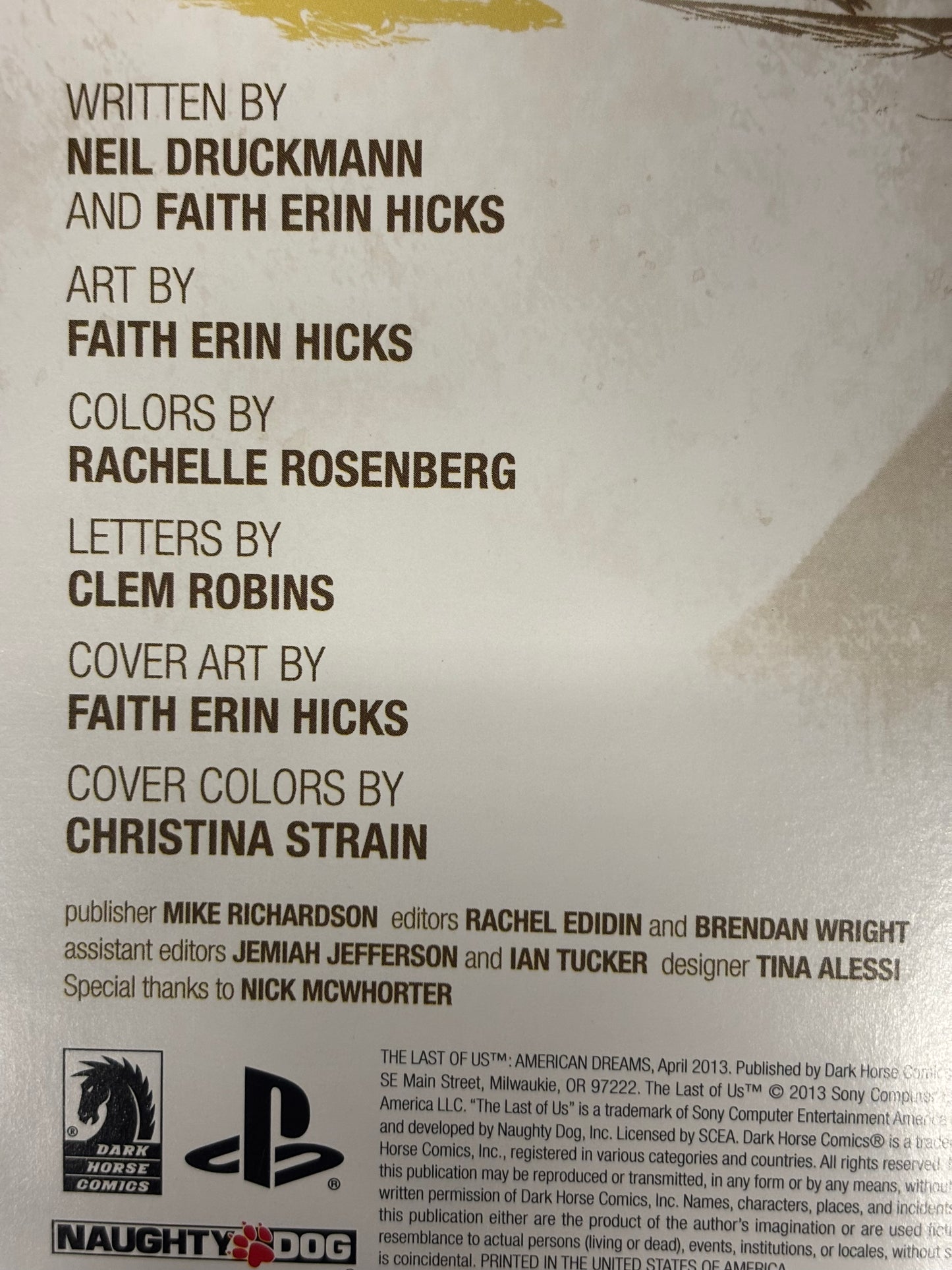 The Last of Us - Neil Druckmann and Faith Erin Hicks - GameStop Exclusive Cover - 2013
