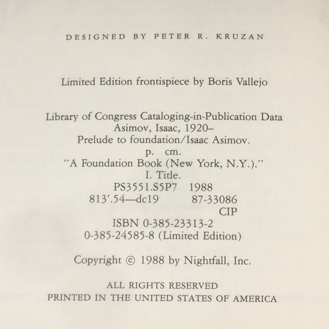 Prelude to Foundation - Isaac Asimov - Limited Edition - 1988