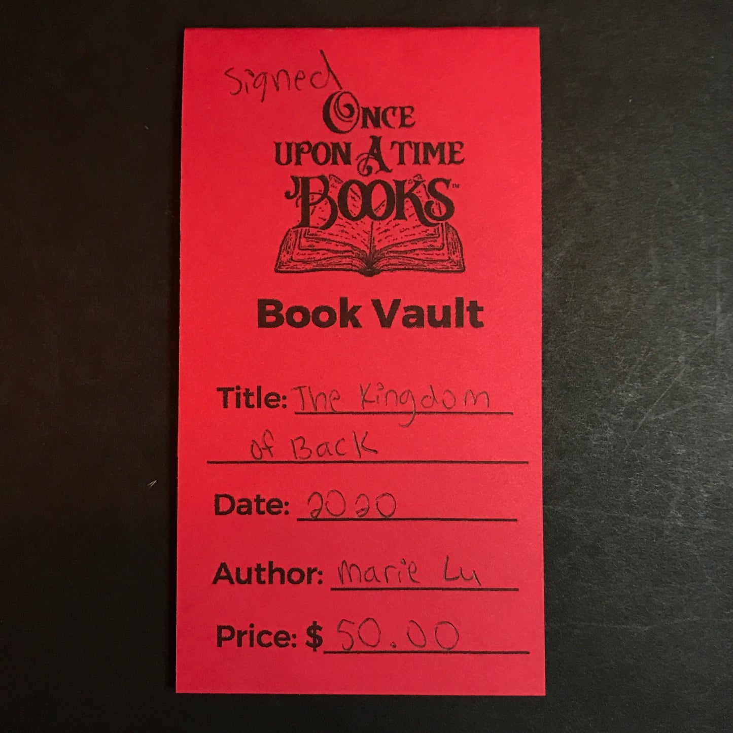 The Kingdom of Back - Marie Lu - Signed - 2020