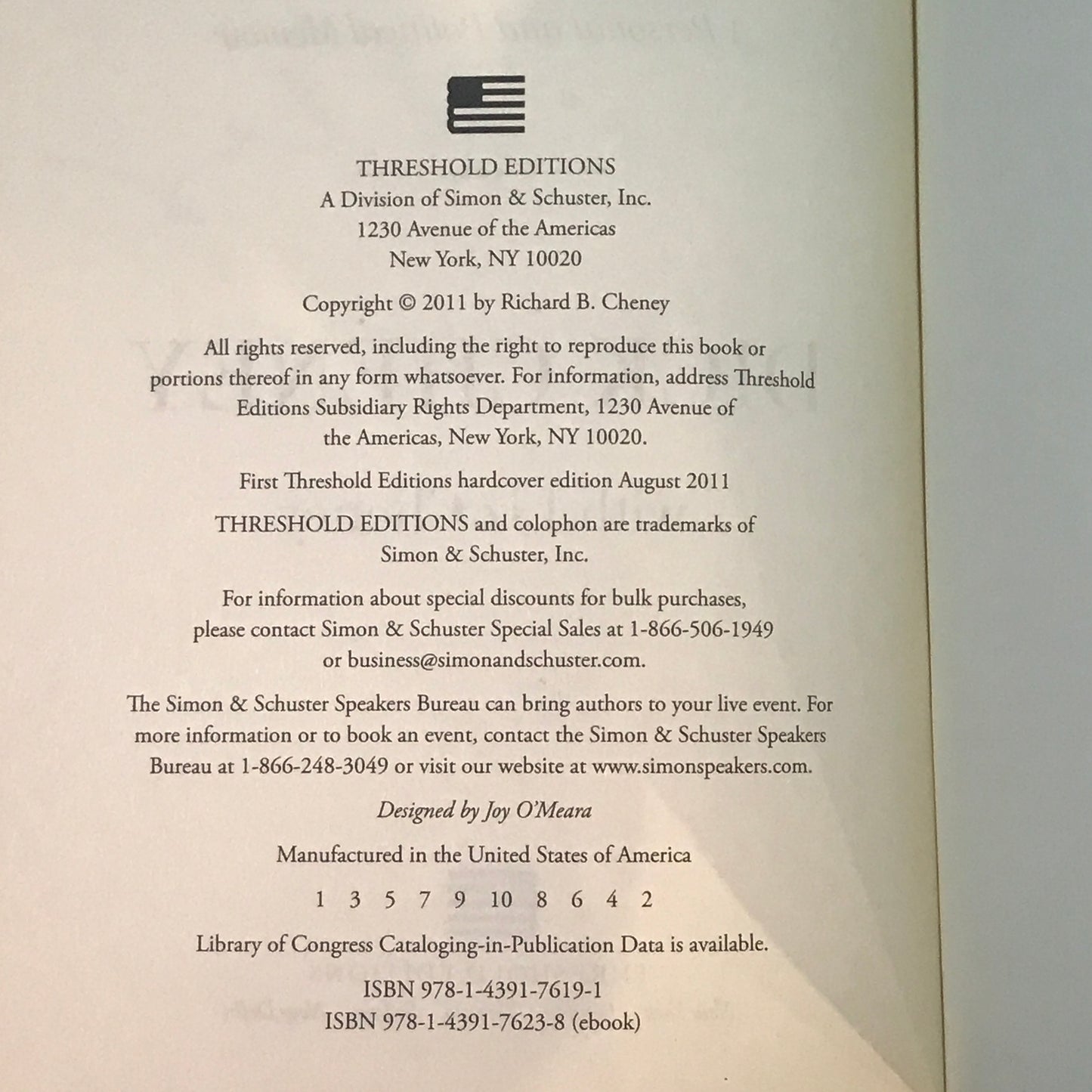 In My Time - Dick Cheney - Signed - 2011