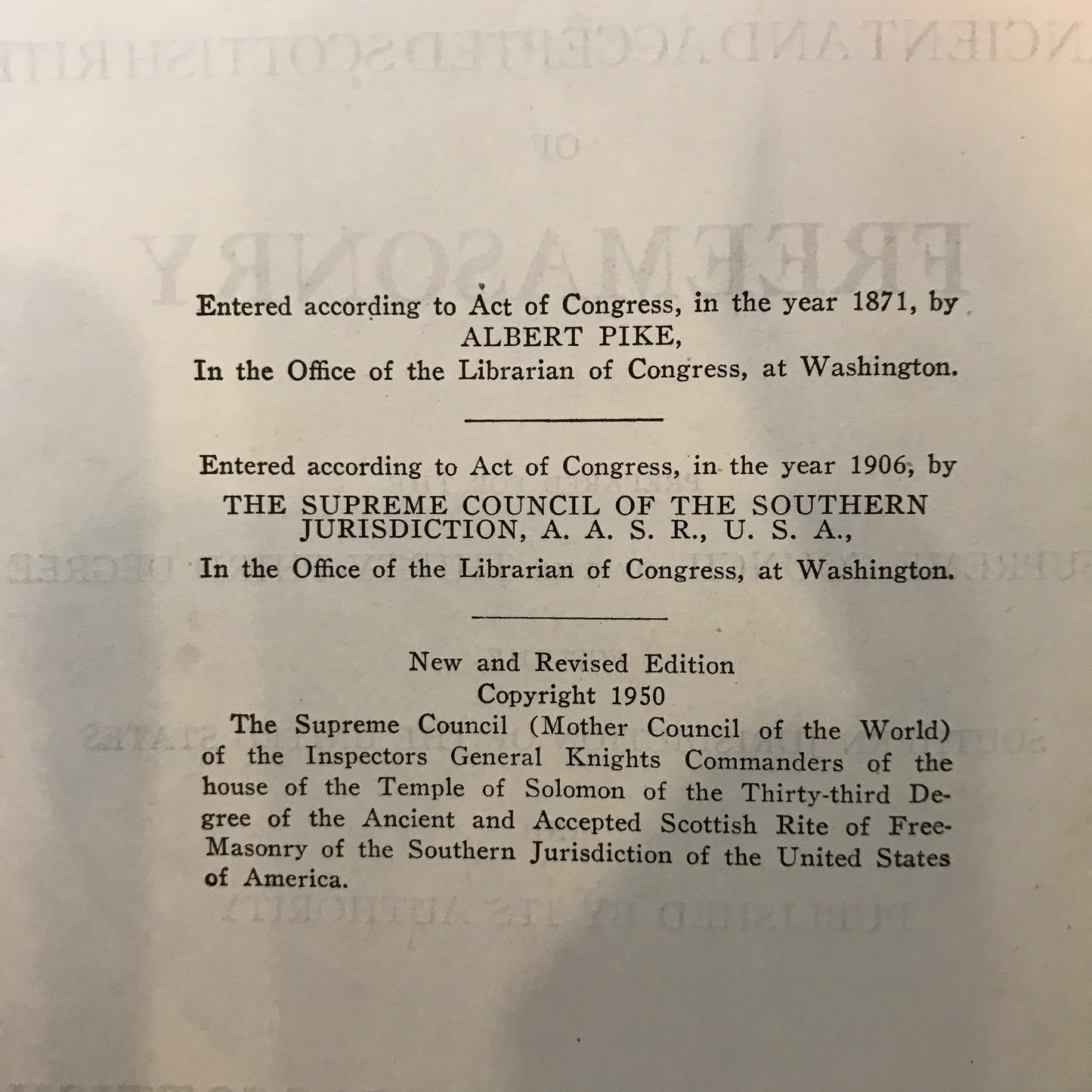 Morals and Dogma - Albert Pike - 1958
