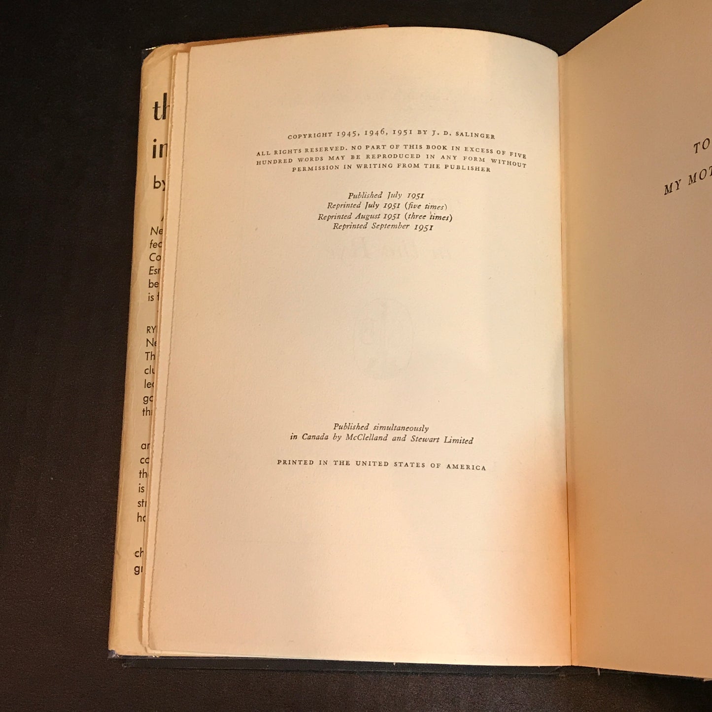 The Catcher in the Rye - J. D. Salinger - Tenth Print - 1951