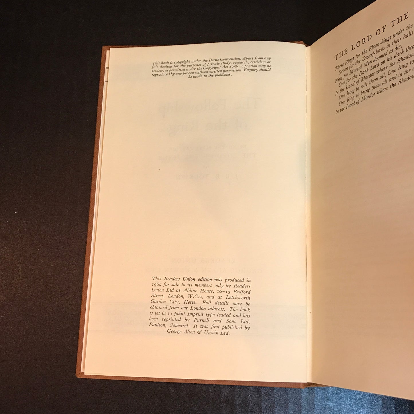 The Lord of the Rings - J. R. R. Tolkien - Readers Union Edition - 1960