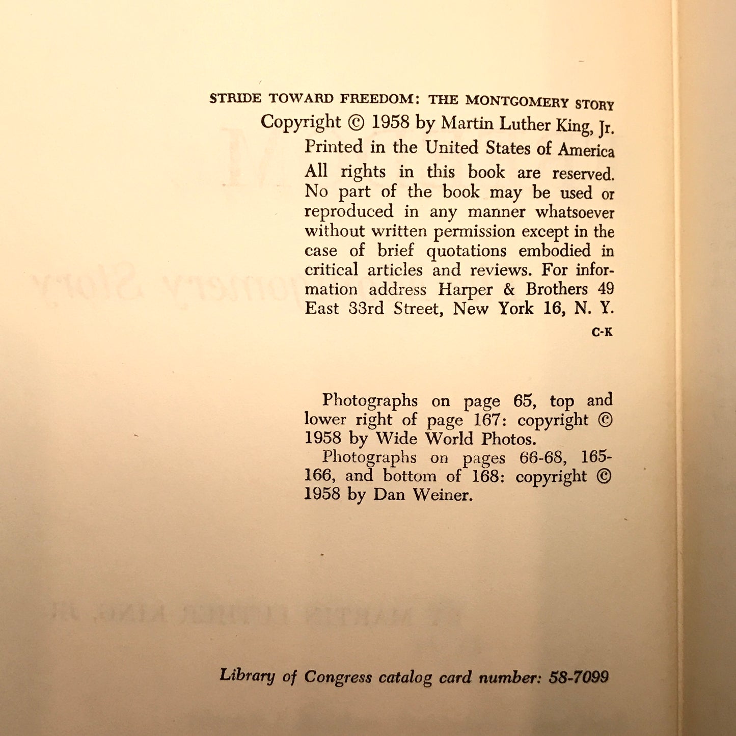 Stride Toward Freedom - Martin Luther King Jr. - Reprint - 1961