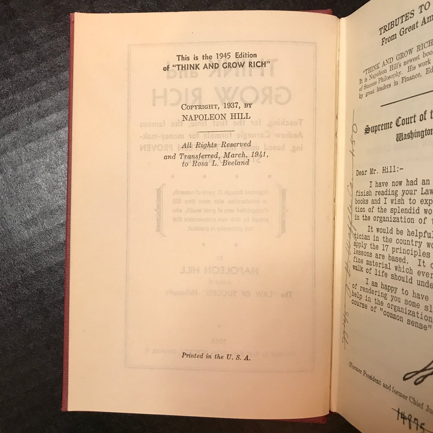 Think and Grow Rich - Napoleon Hill - First Thus - 1945