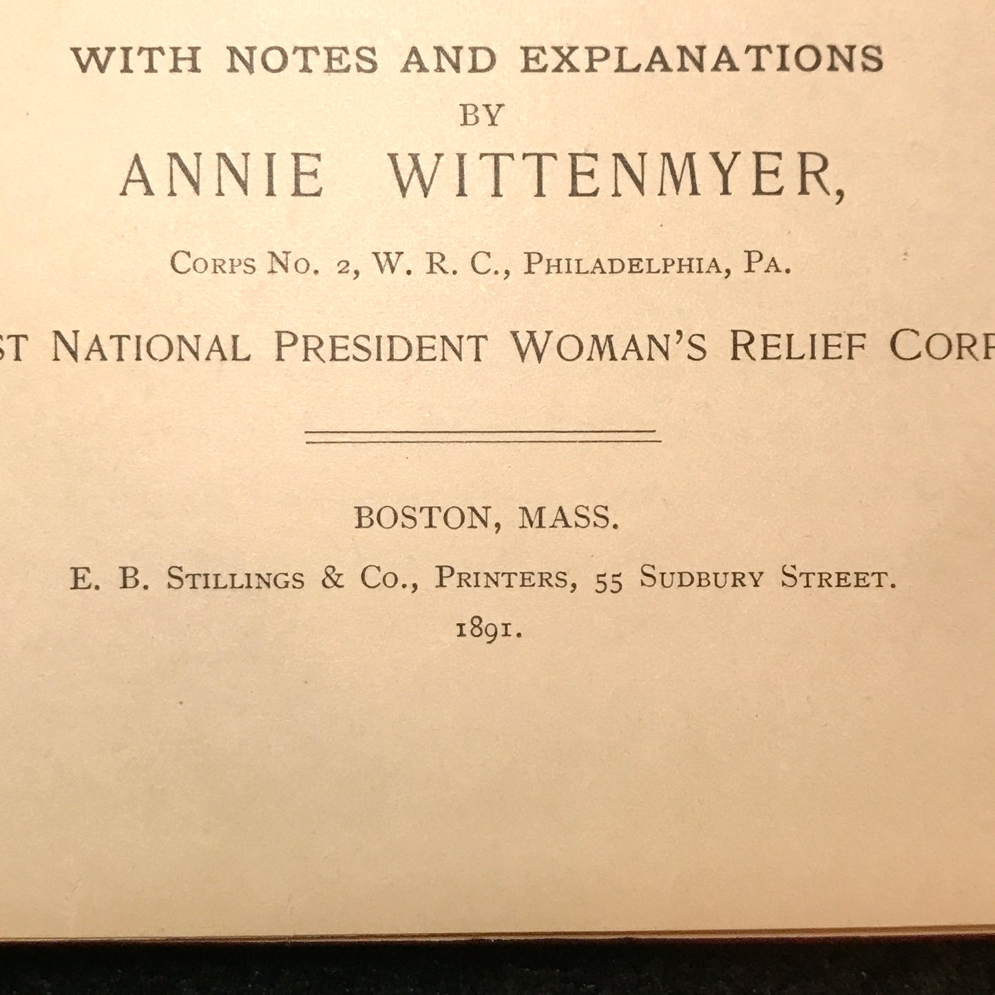 Red Book Woman's Relief Corps - Annie Wittenmyer - 1891