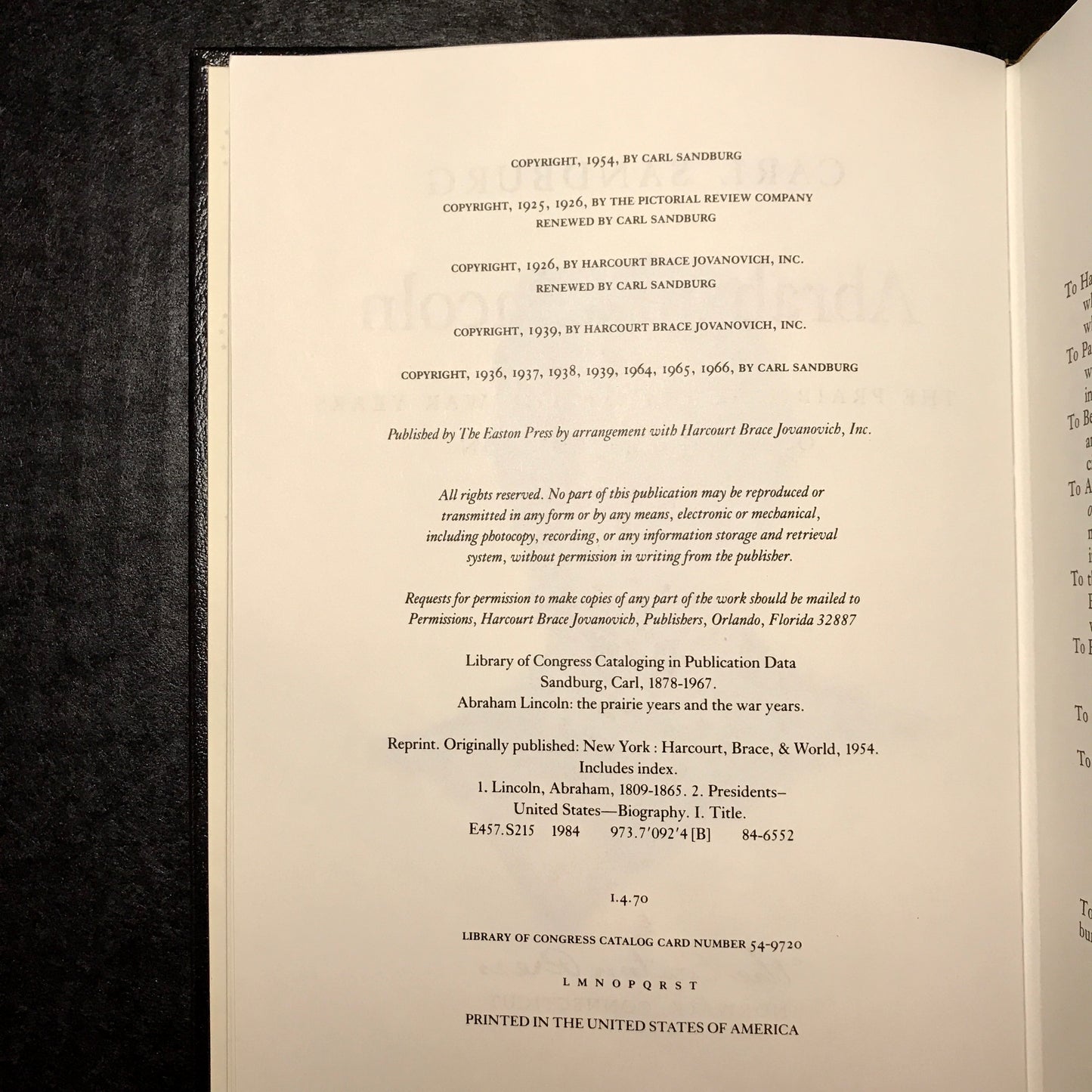 Abraham Lincoln - Easton Press - Carl Sandburg - 1970