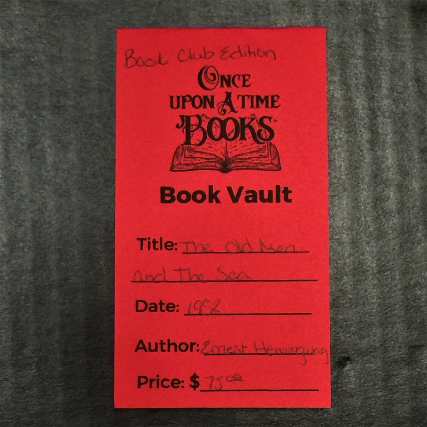 The Old Man and The Sea - Ernest Hemingway - Book Club Editon - 1952