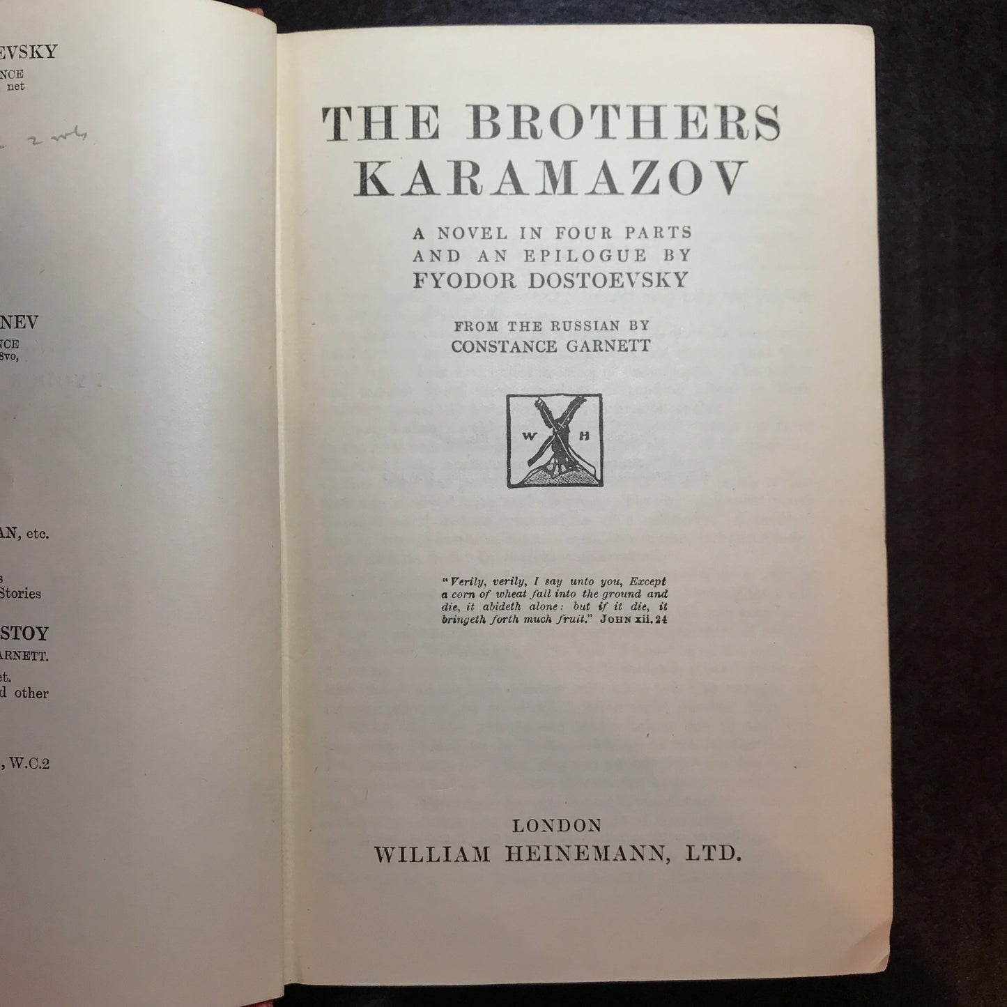 The Brothers Karamazov - Fyodor Dostoevsky - 8th Print - 1923