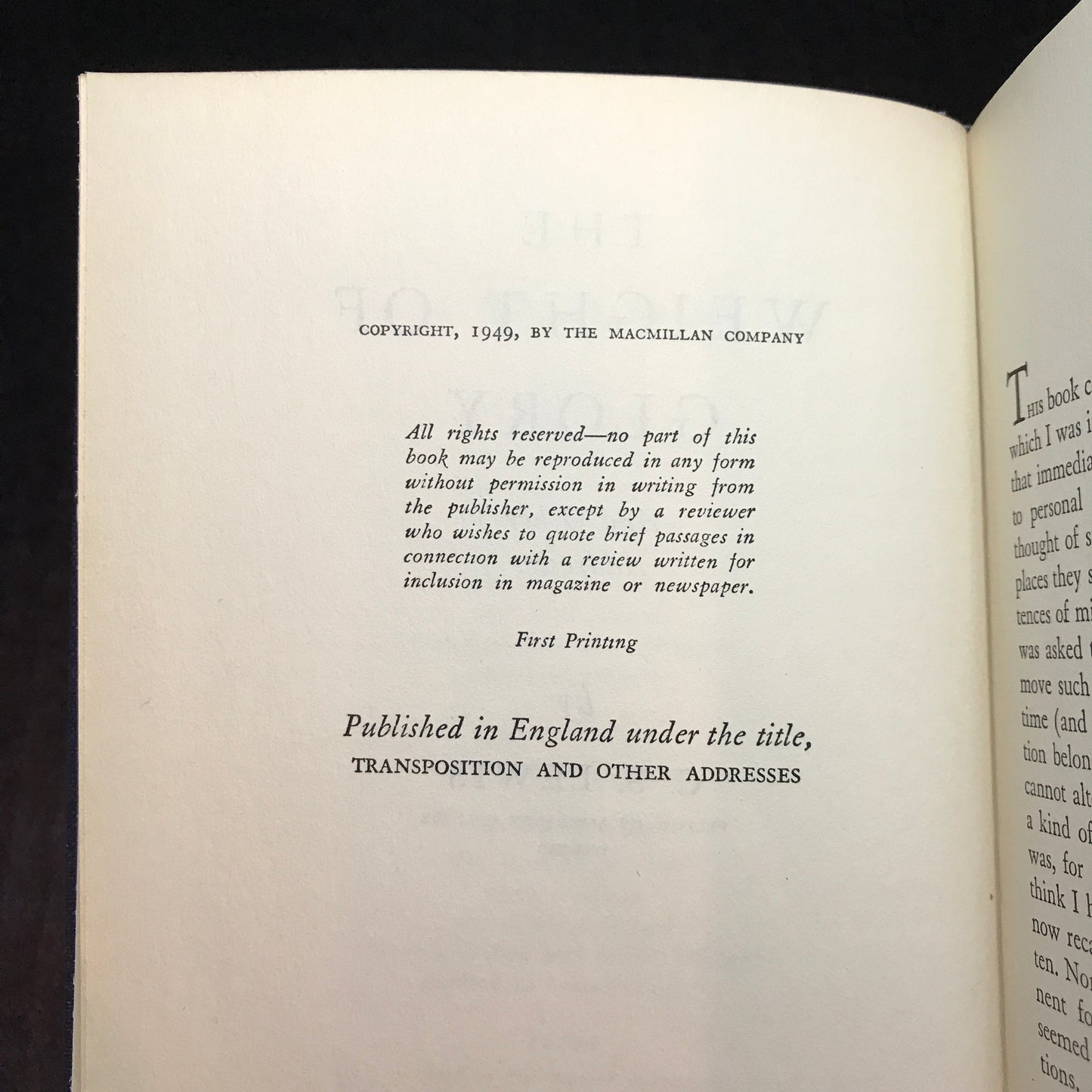 The Weight of Glory and Other Addresses - C. S. Lewis - 1st American Edition - 1949