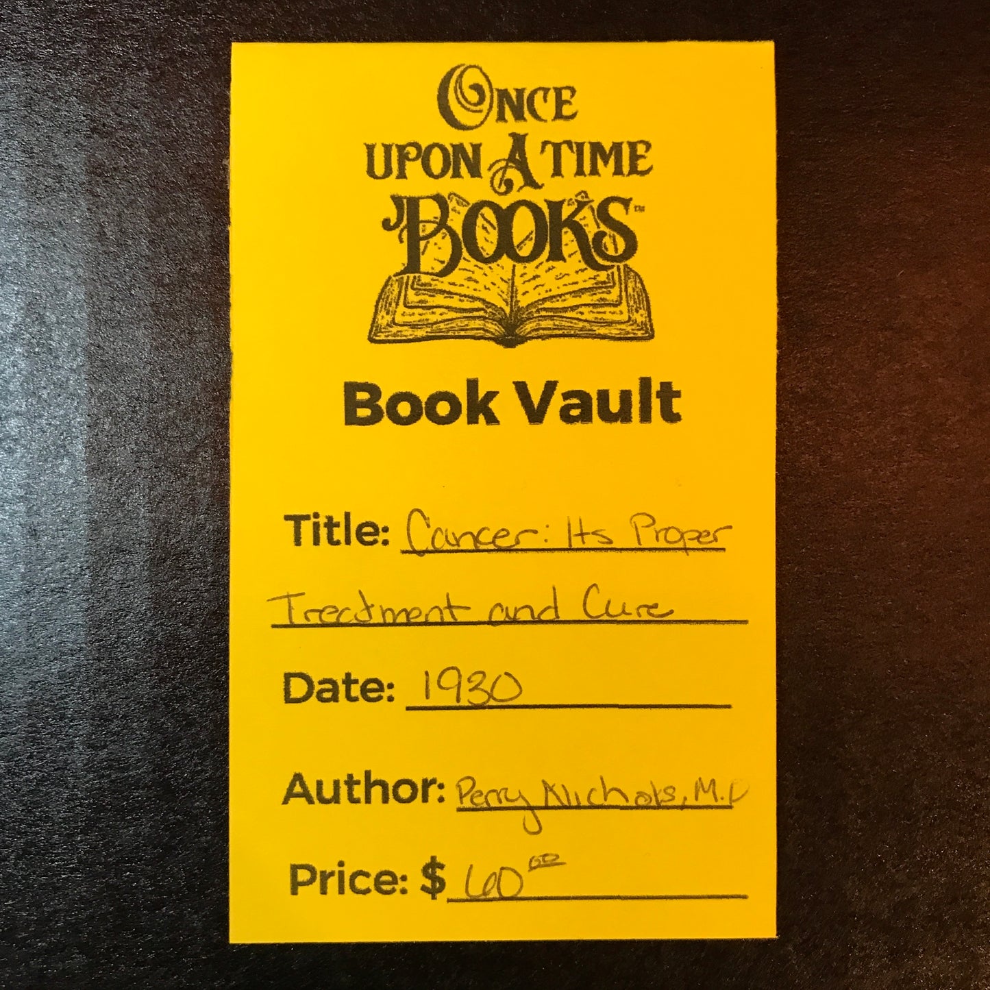 Cancer: Its Proper Treatment and Cure - Perry Nichols, M.D. - 1930