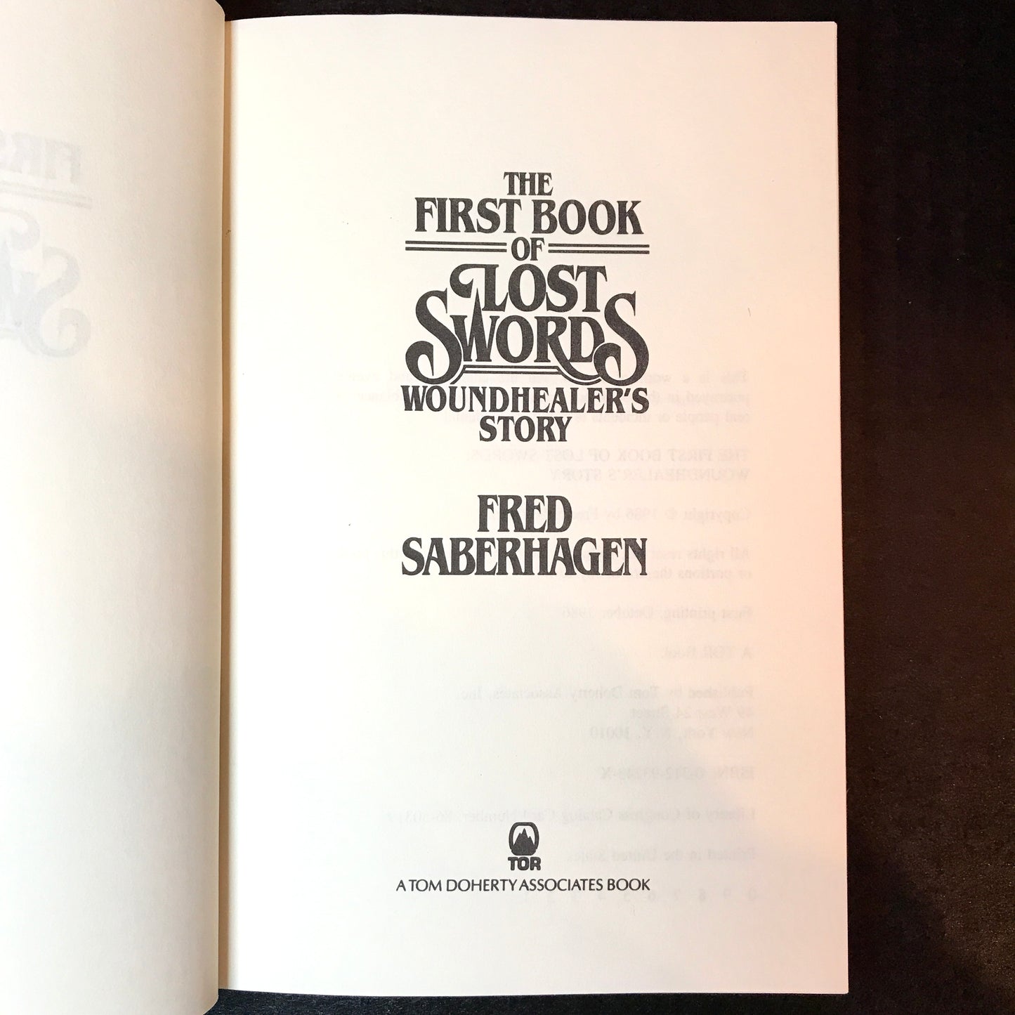 The First Book of Lost Swords: Woundhealer's Story - Fred Saberhagen - First Edition - 1986