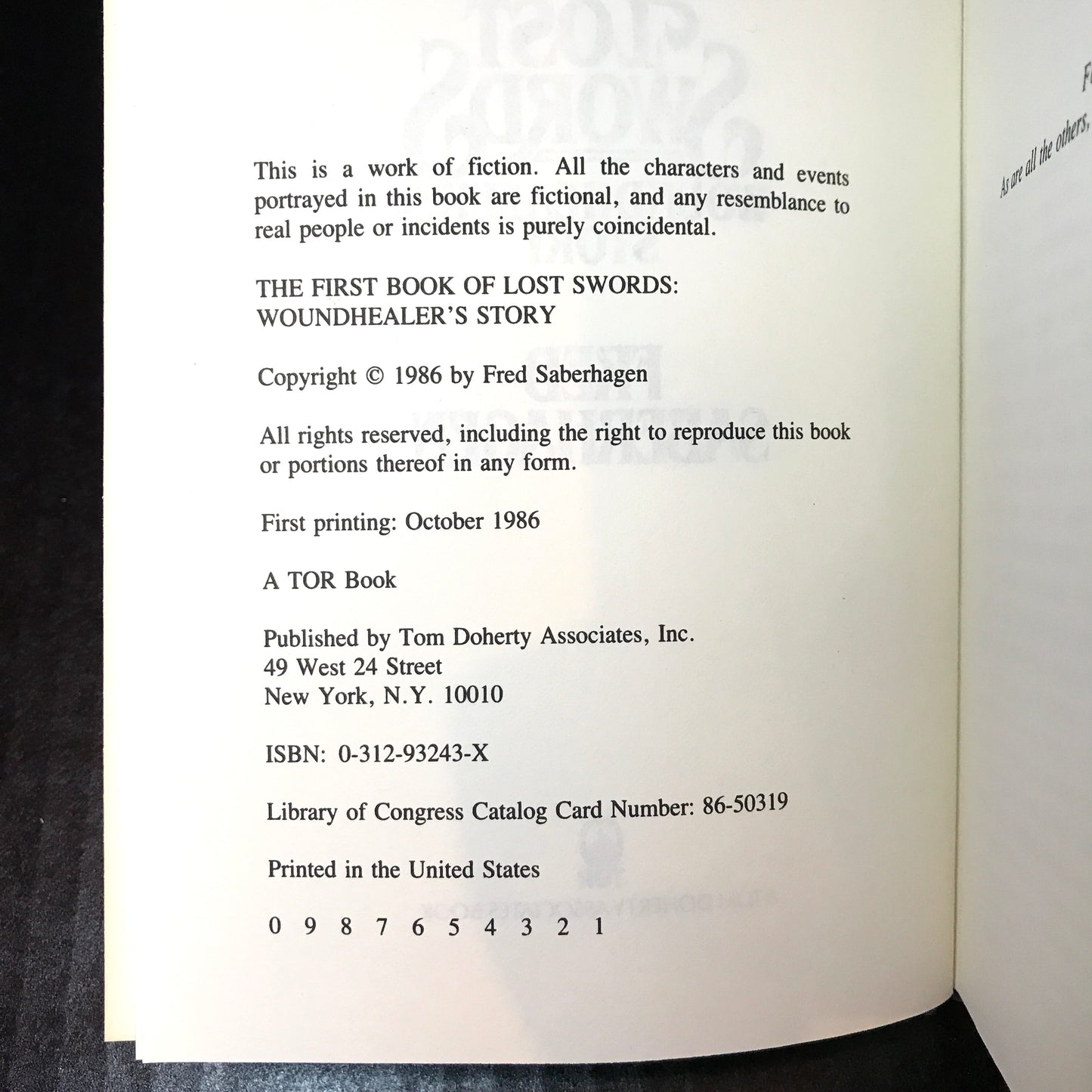 The First Book of Lost Swords: Woundhealer's Story - Fred Saberhagen - First Edition - 1986
