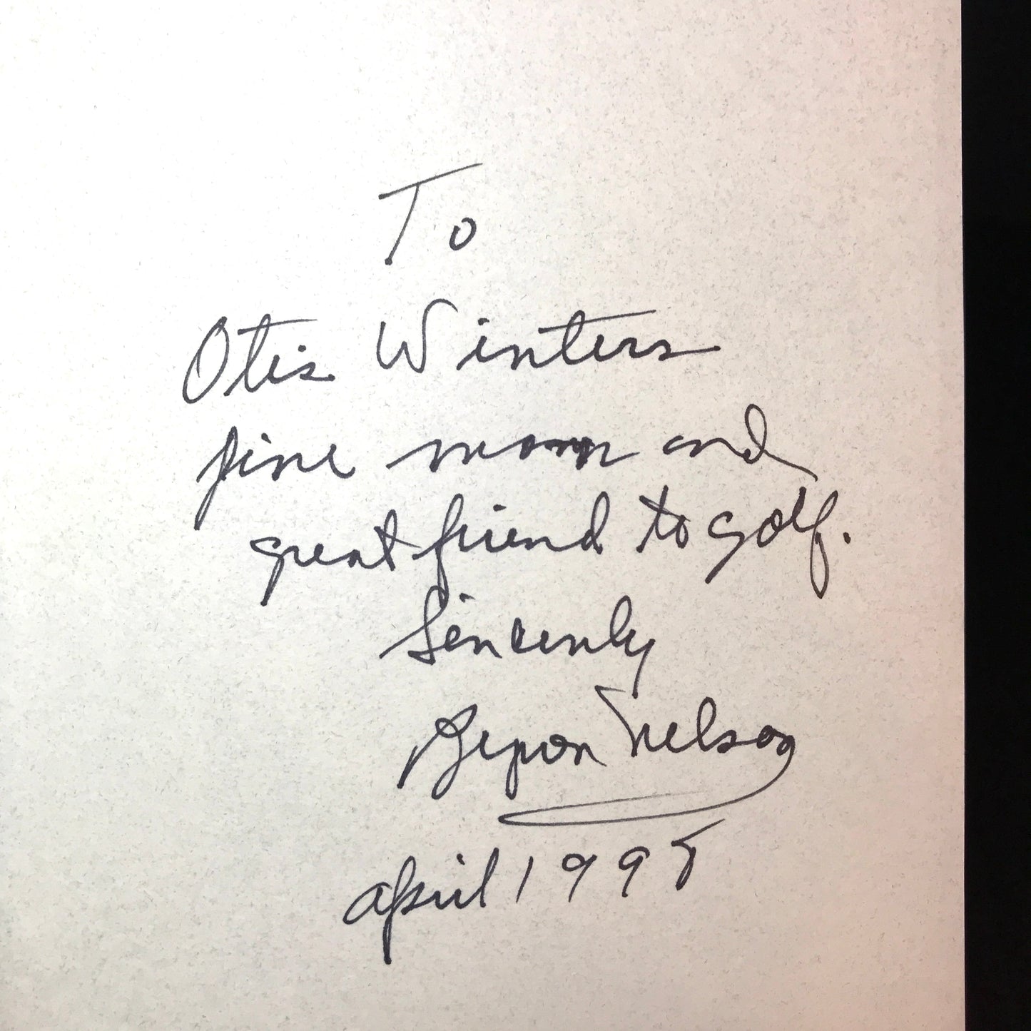 How I Played the Game - Byron Nelson - Signed - 1993