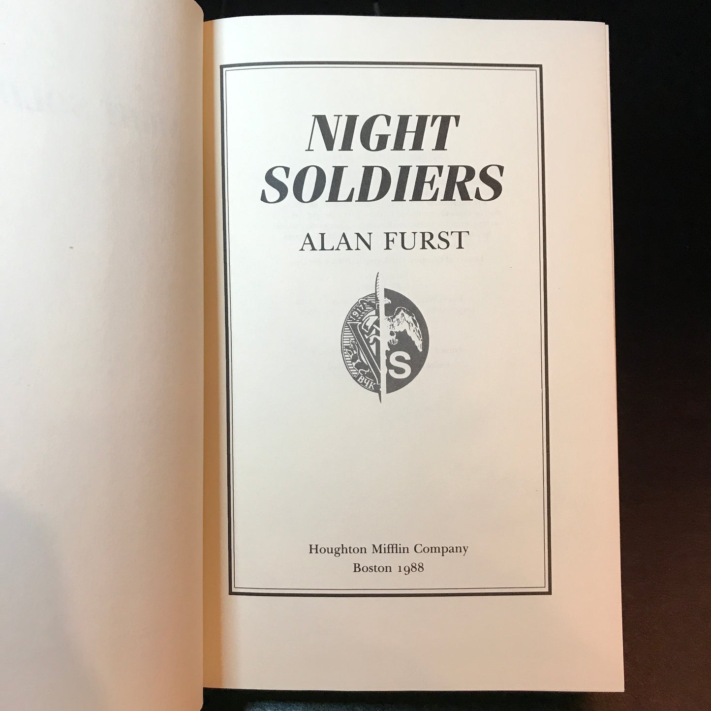 Night Soldiers - Alan Furst - 1st Edition - 1988