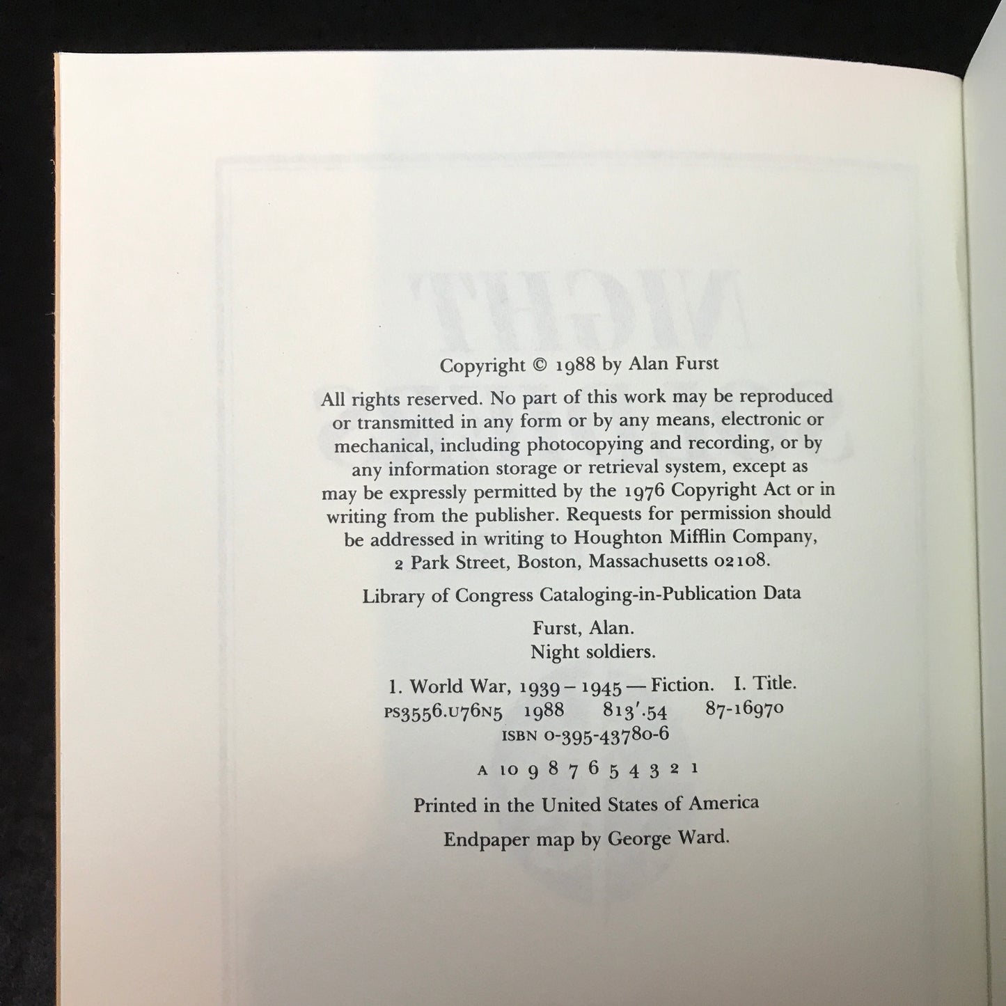 Night Soldiers - Alan Furst - 1st Edition - 1988