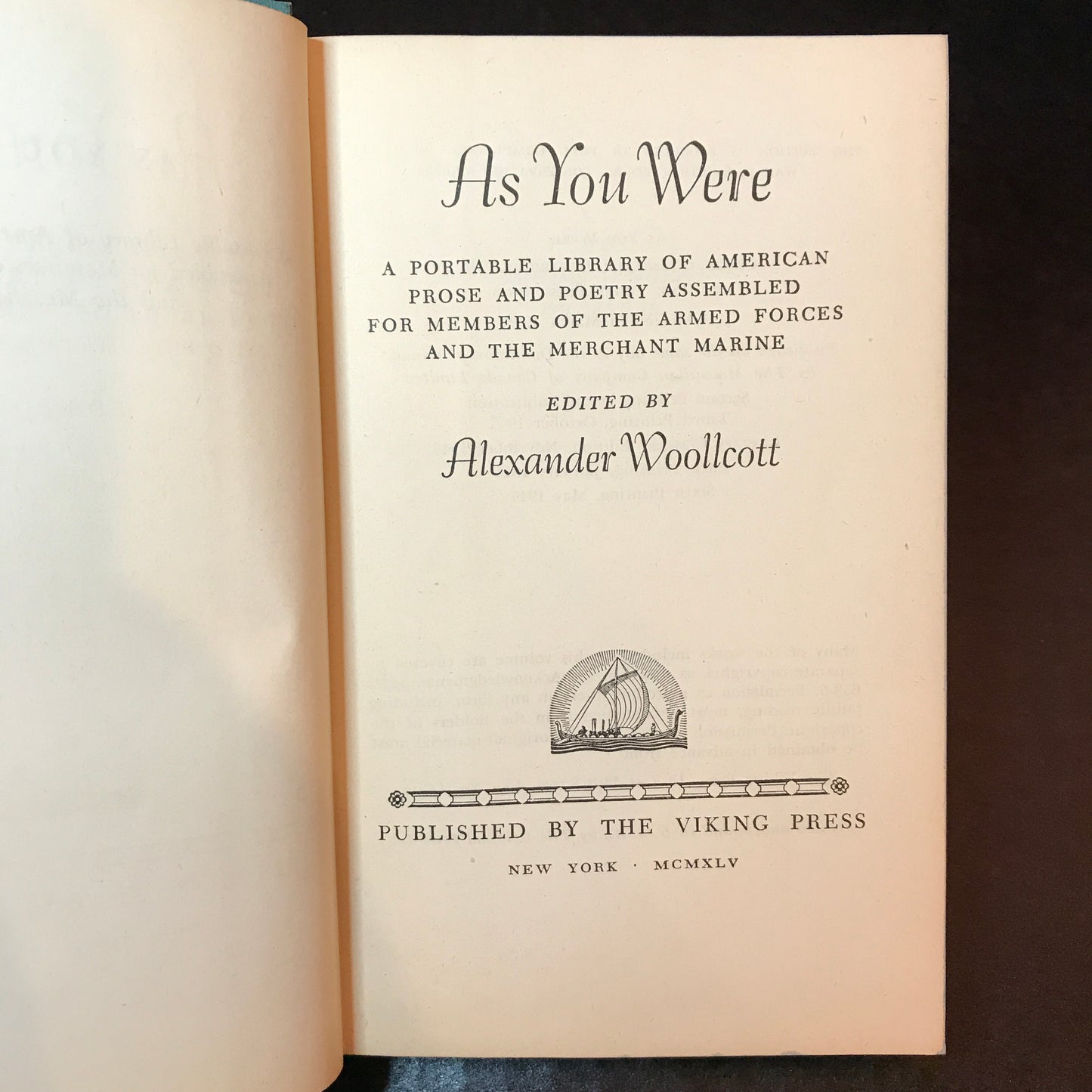 As You Were (American Prose & Poetry) - Edited by Alexander Woollcott - 1945