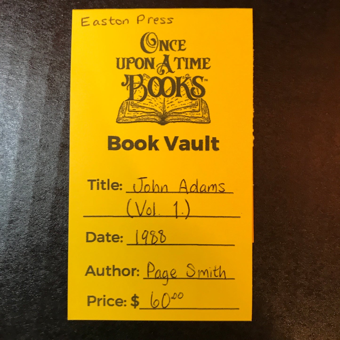 John Adams - Volume 1 - Page Smith - Easton Press - 1988