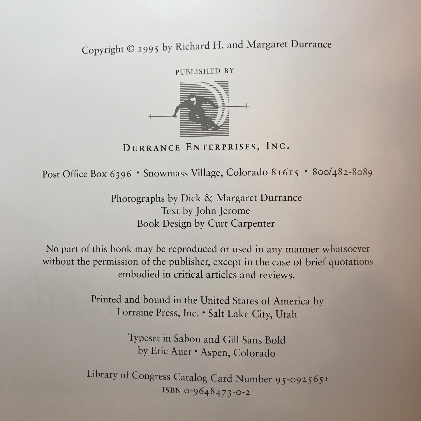 The Man on the Medal - Dick Durrance - Signed - 1995