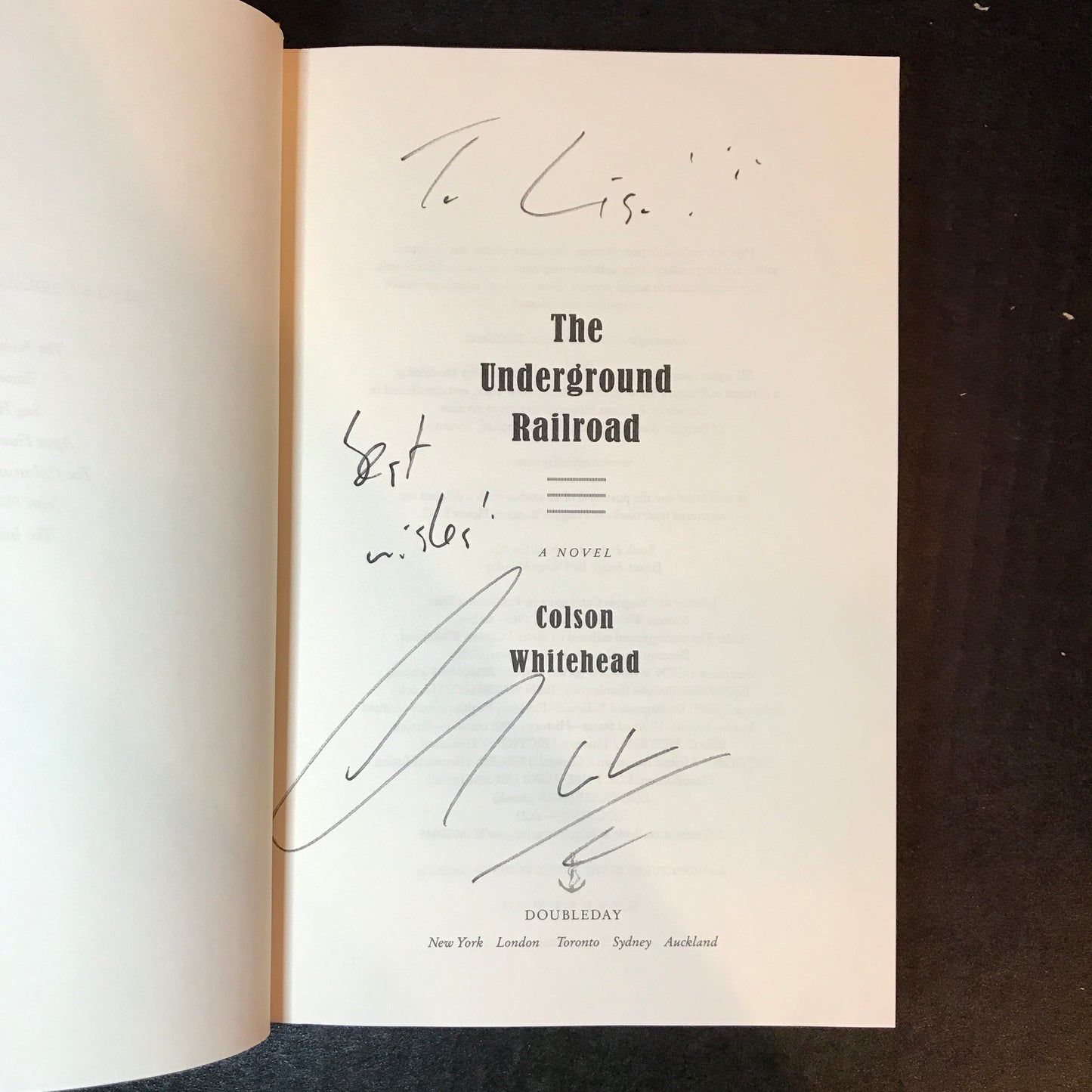The Underground Railroad - Colson Whitehead - Signed - First Edition - 2016