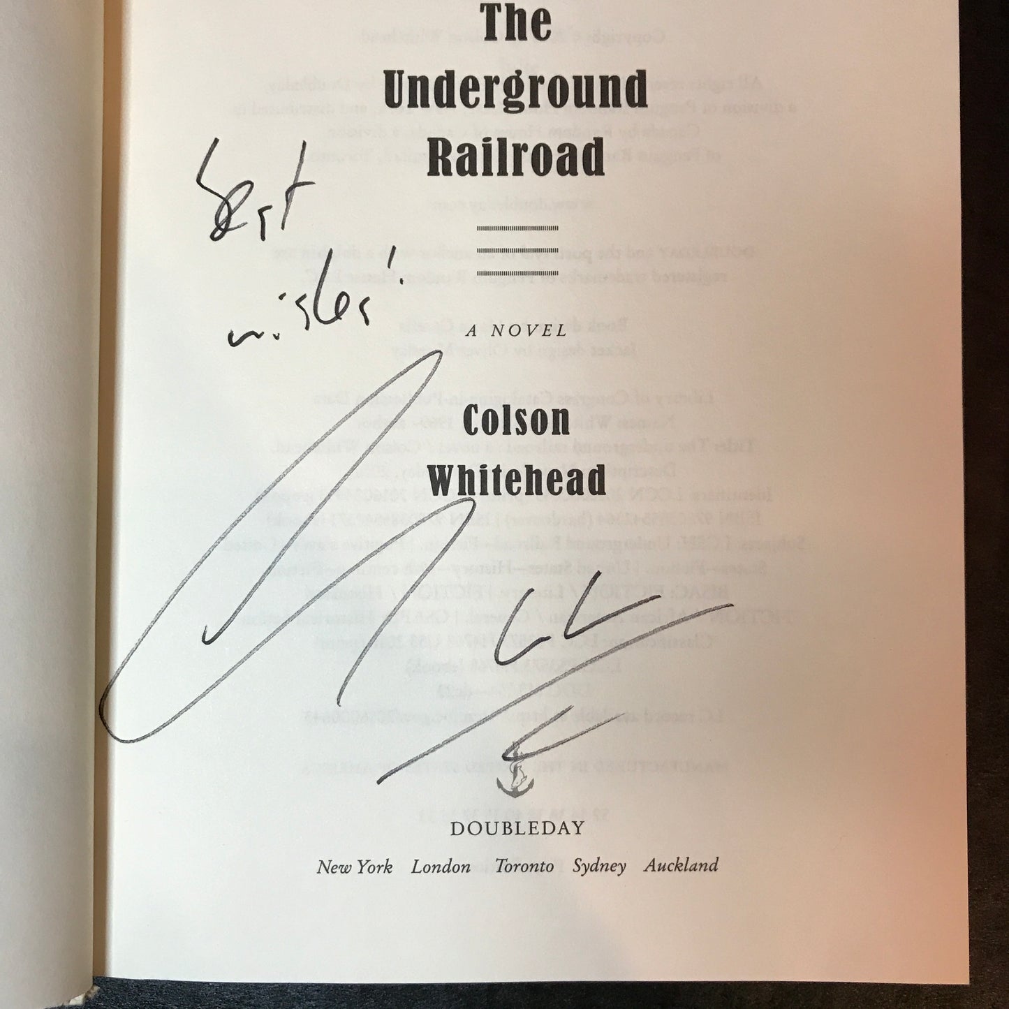 The Underground Railroad - Colson Whitehead - Signed - First Edition - 2016