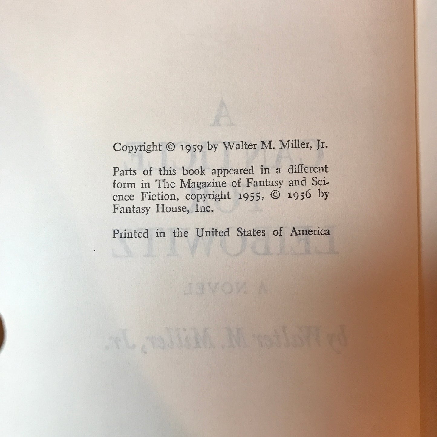 A Canticle for Leibowitz - Walter M. Miller, Jr. - Book Club Edition - 1959