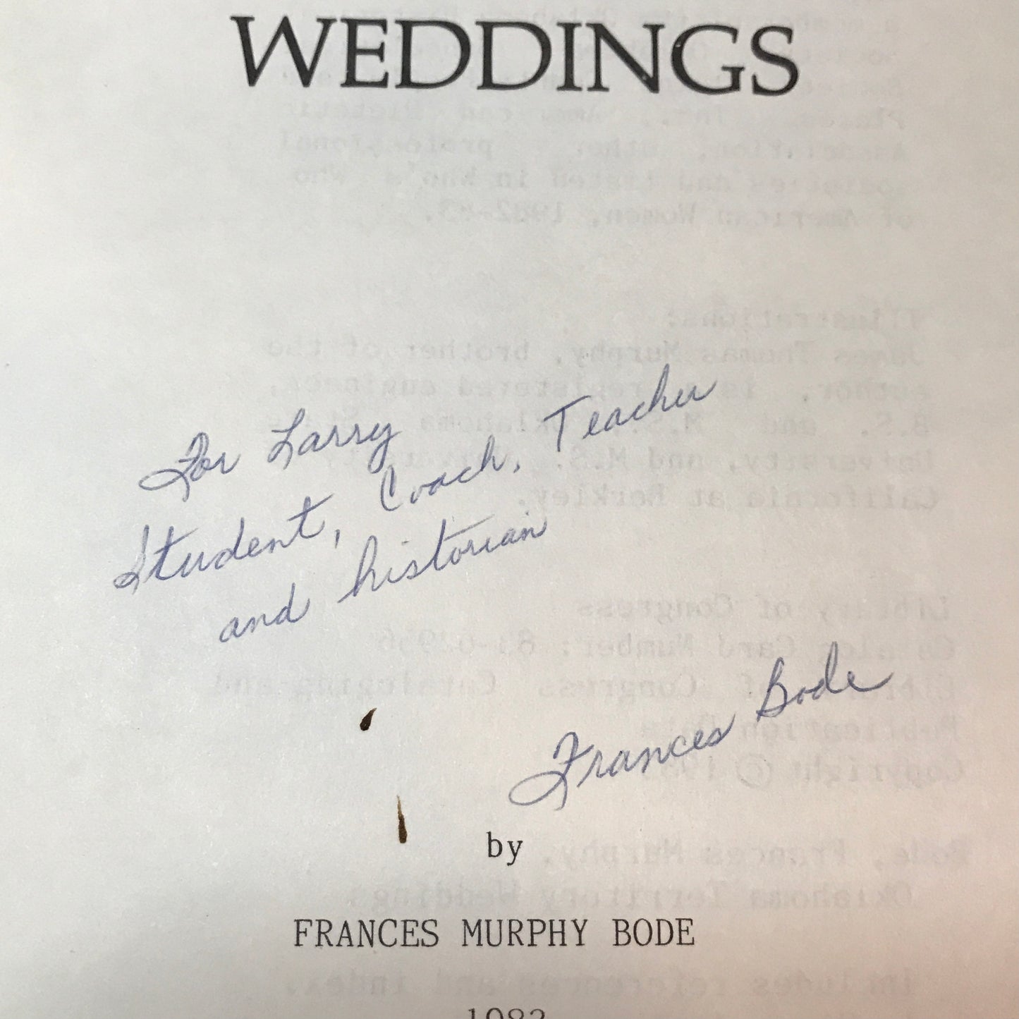 Oklahoma Territory Weddings - Frances Murphy Bode - Signed - 1983