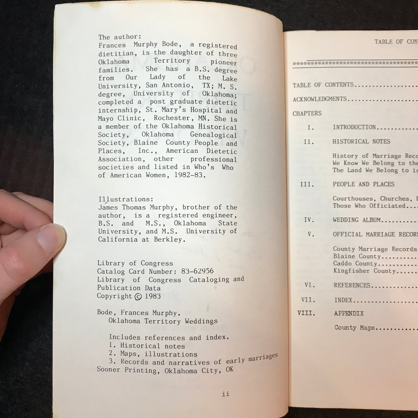 Oklahoma Territory Weddings - Frances Murphy Bode - Signed - 1983