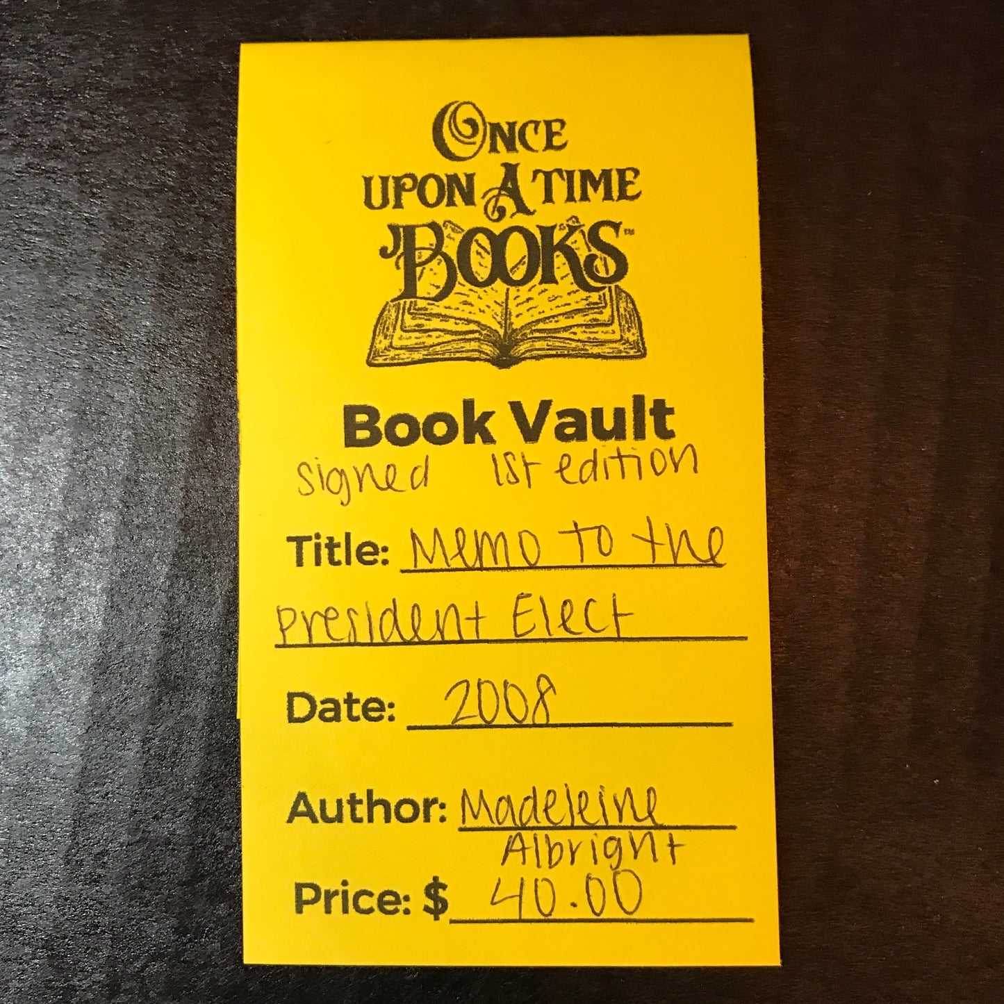 Memo to the President Elect - Madeleine Albright - Signed - 1st Edition - 2008