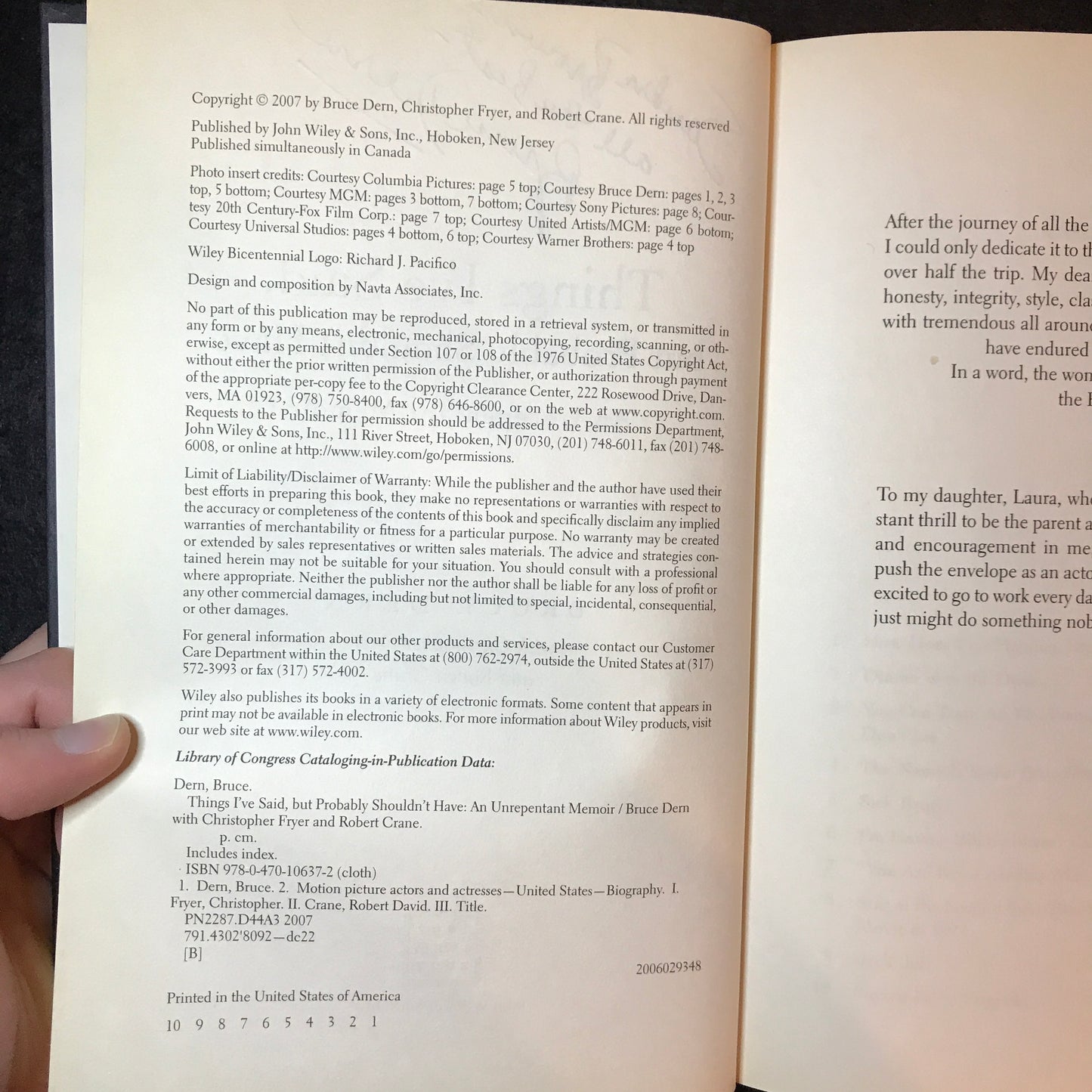 Things I've Said But Probably Shouldn't Have - Bruce Dern, Christopher Fryer, and Robert Crane - Signed - 1st Edition - 2007