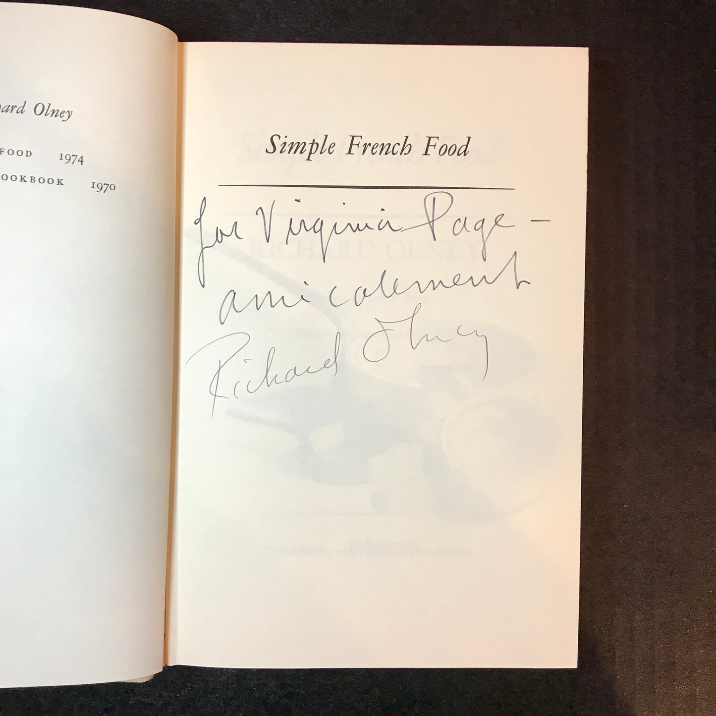 Simple French Food - Richard Olney - Signed - 1st Edition - 1974
