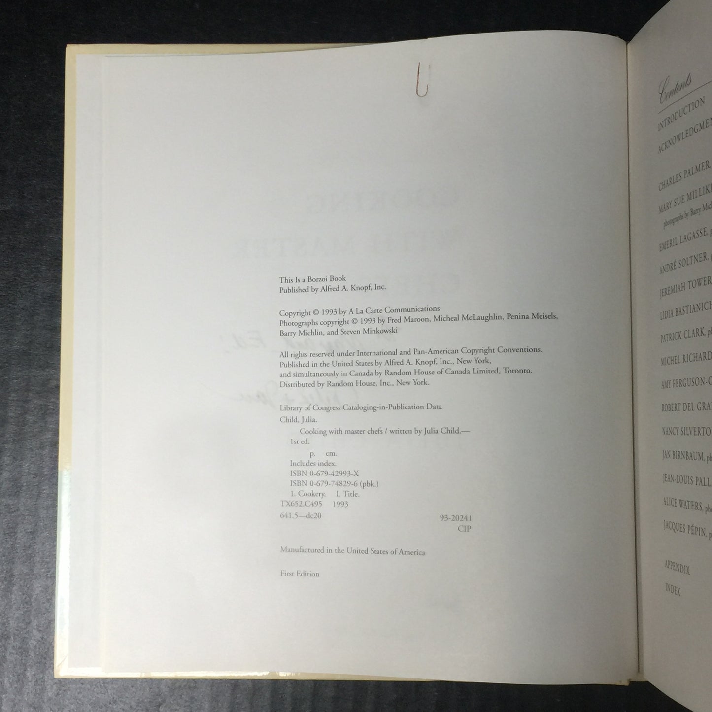 Cooking With Master Chefs - Julia Child - Signed With Extras - First Edition - Paper Clip Stain/Dent - 1993