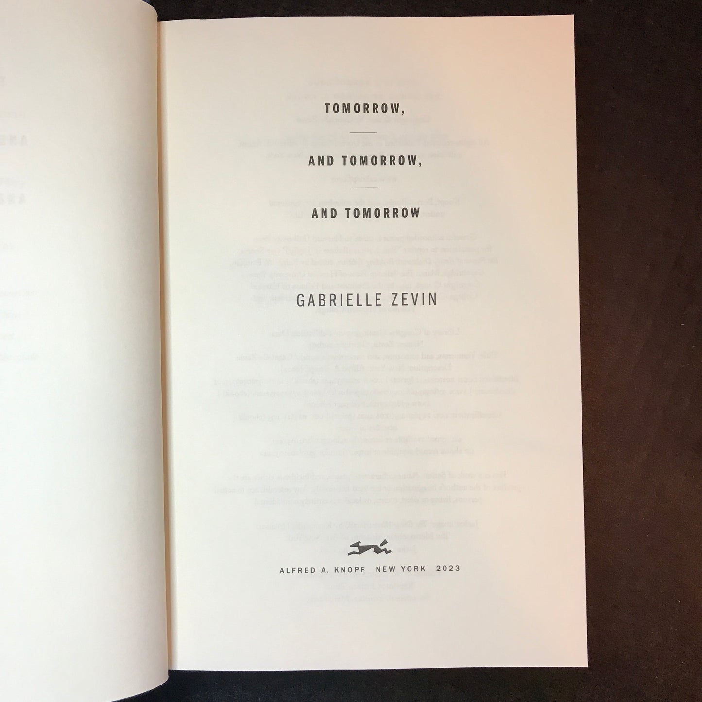 Tomorrow, and Tomorrow, and Tomorrow - Gabrielle Zevin - Signed - 17th Print - 2023