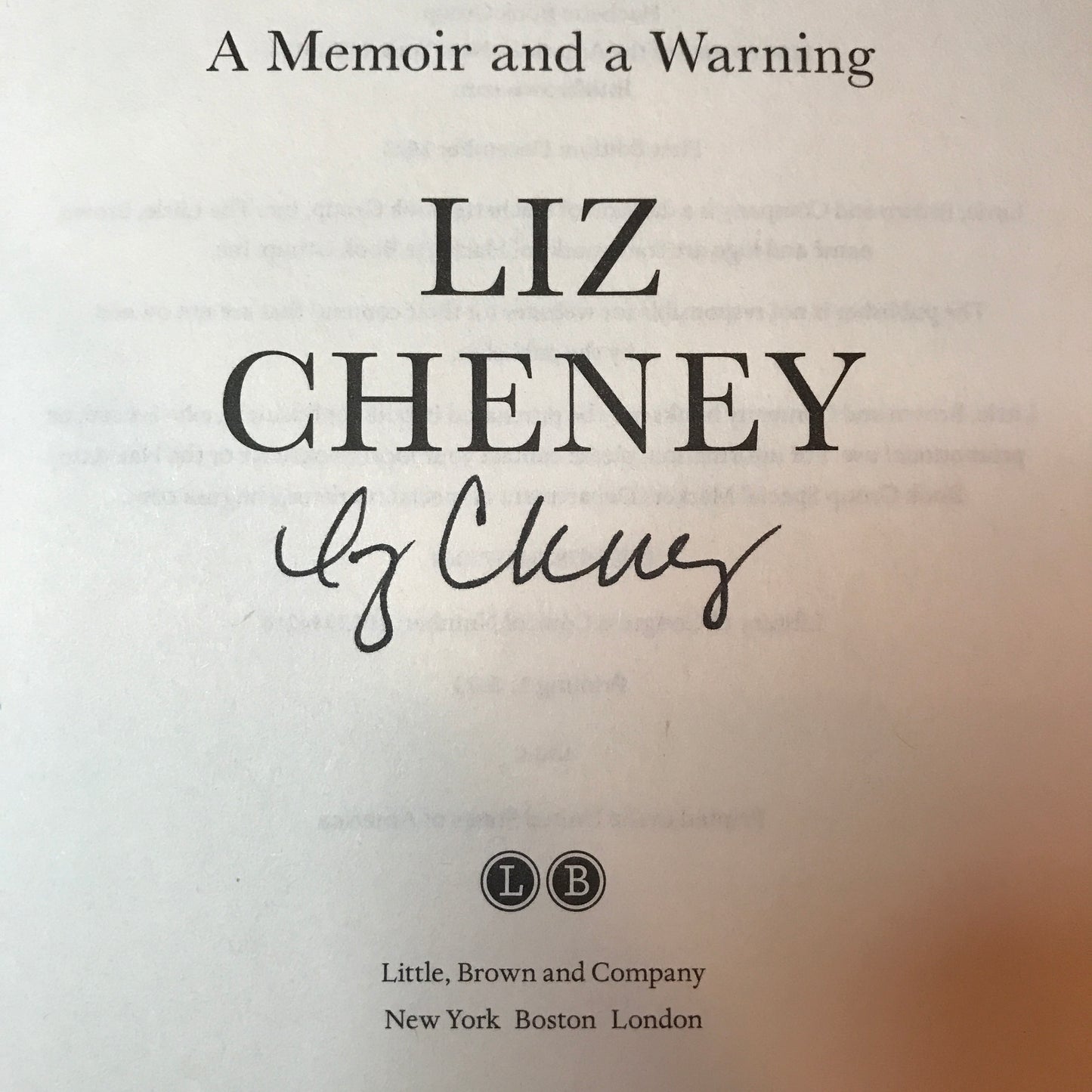 Oath and Honor - Liz Cheney - Signed - 1st Edition - 2023