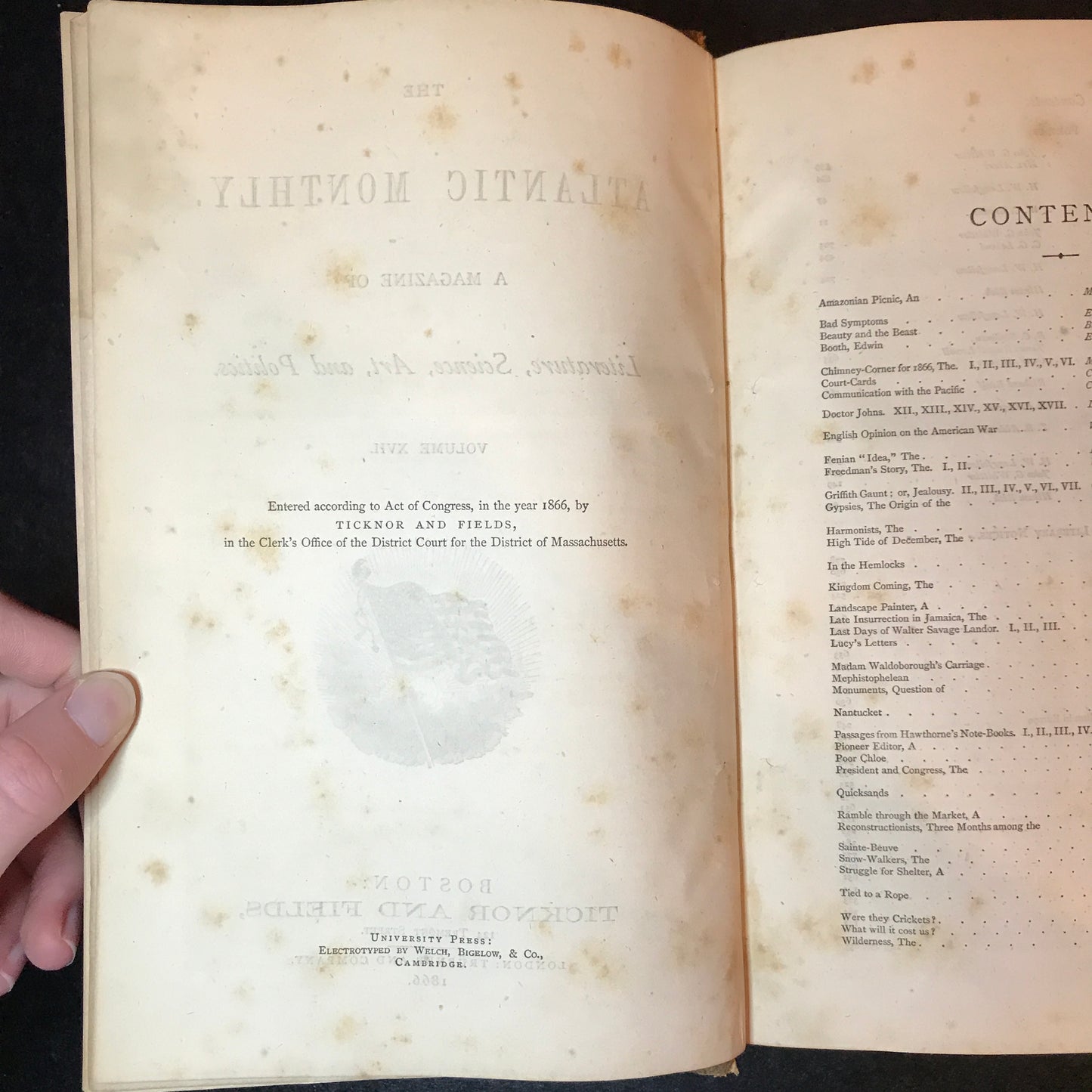 The Atlantic Monthly - Published by Ticknor and Fields - Volume 17 - 1866