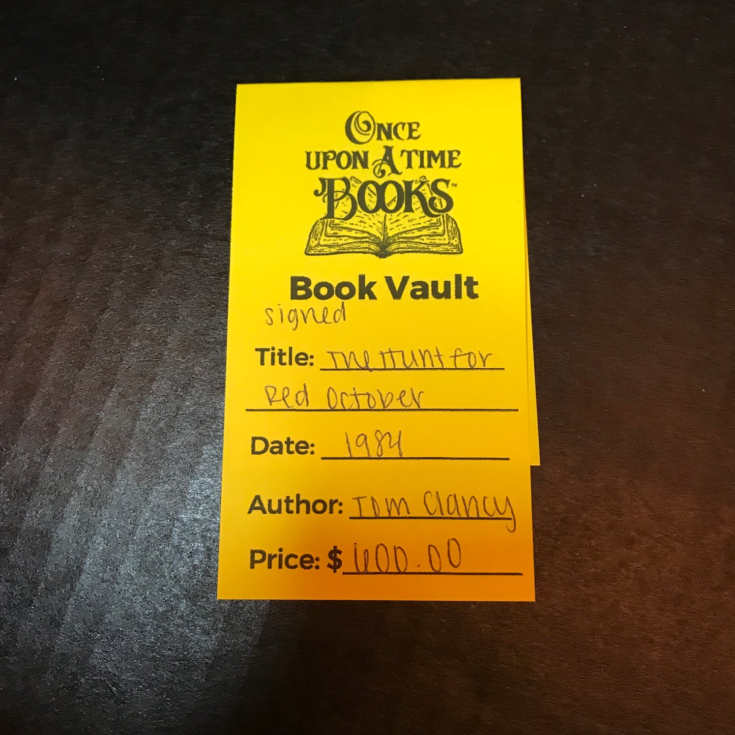 The Hunt for Red October - Tom Clancy - Signed - 1984